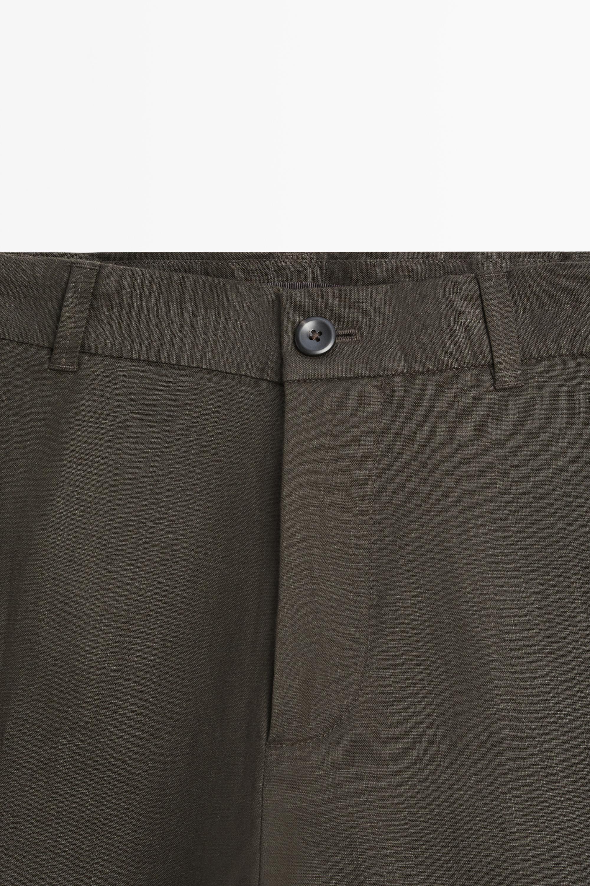 Tapered fit linen pants — GREEN