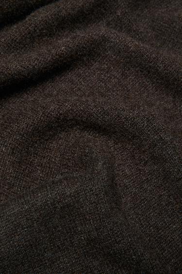 100% cashmere fine-knit scarf — BROWN 3