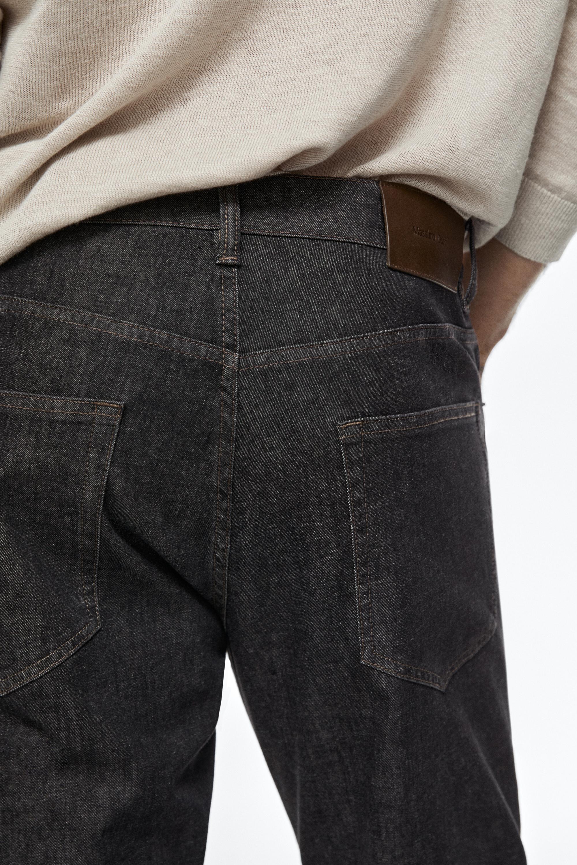 Lightweight tapered fit denim-effect trousers — BLACK