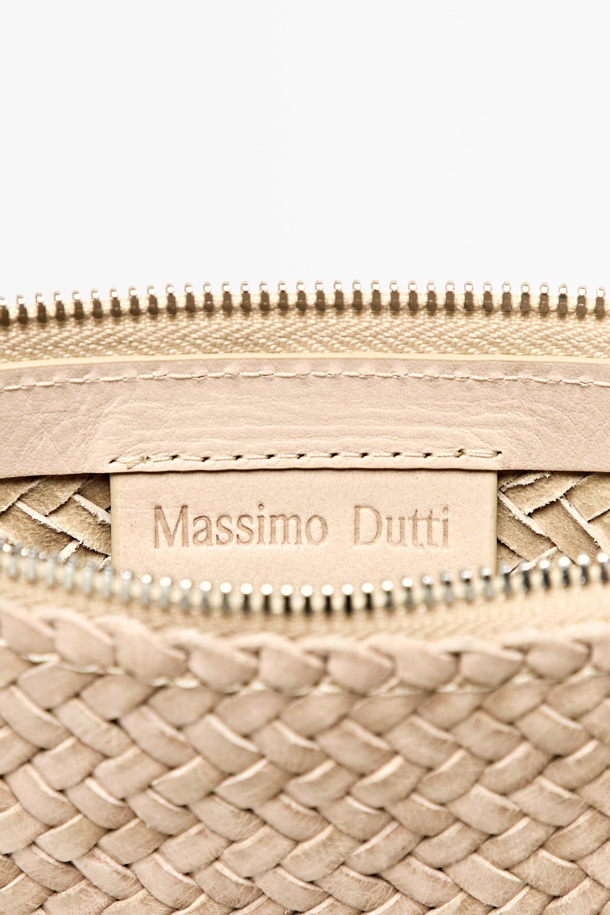 Braided nappa leather pouch bag — CREAM