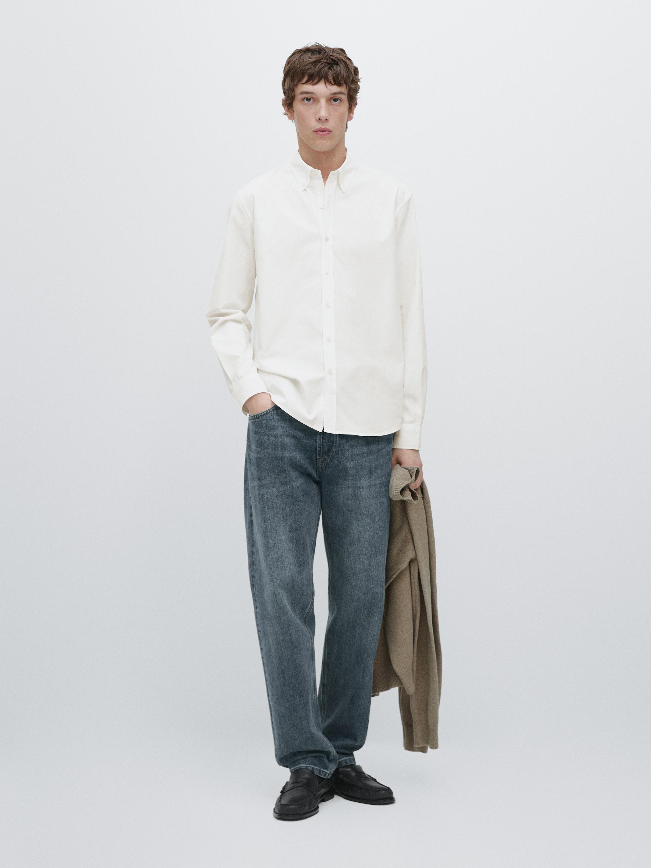 Regular fit 100% cotton shirt — Off white