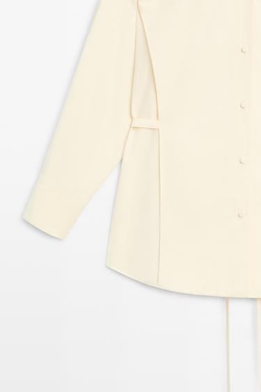 Flowing cotton shirt with belt detail — CREAM 7
