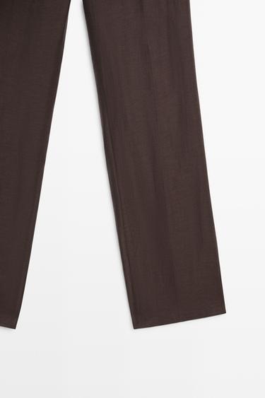 Pants with skirt detail and linen — Chocolate 7