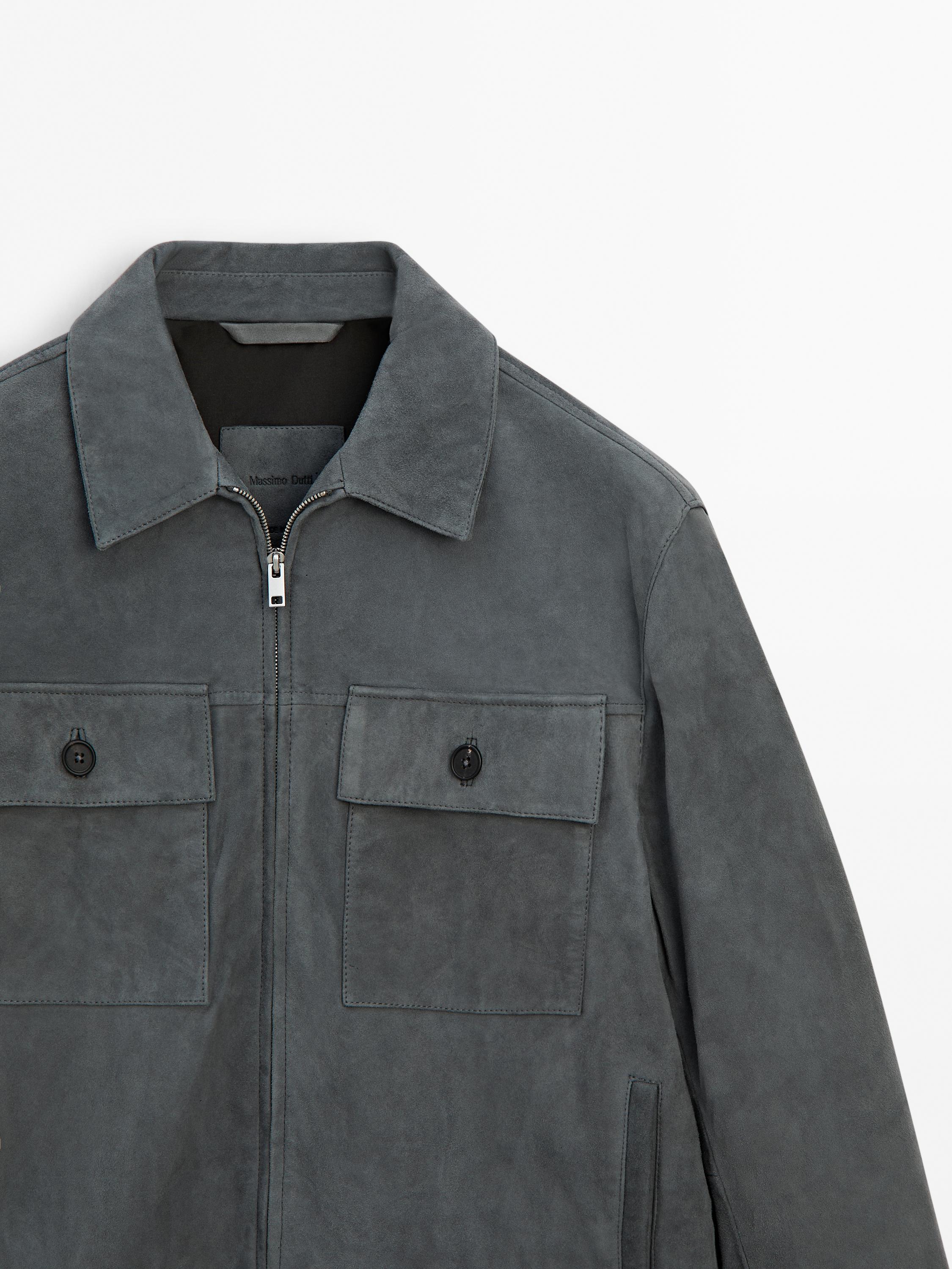 Short suede leather jacket