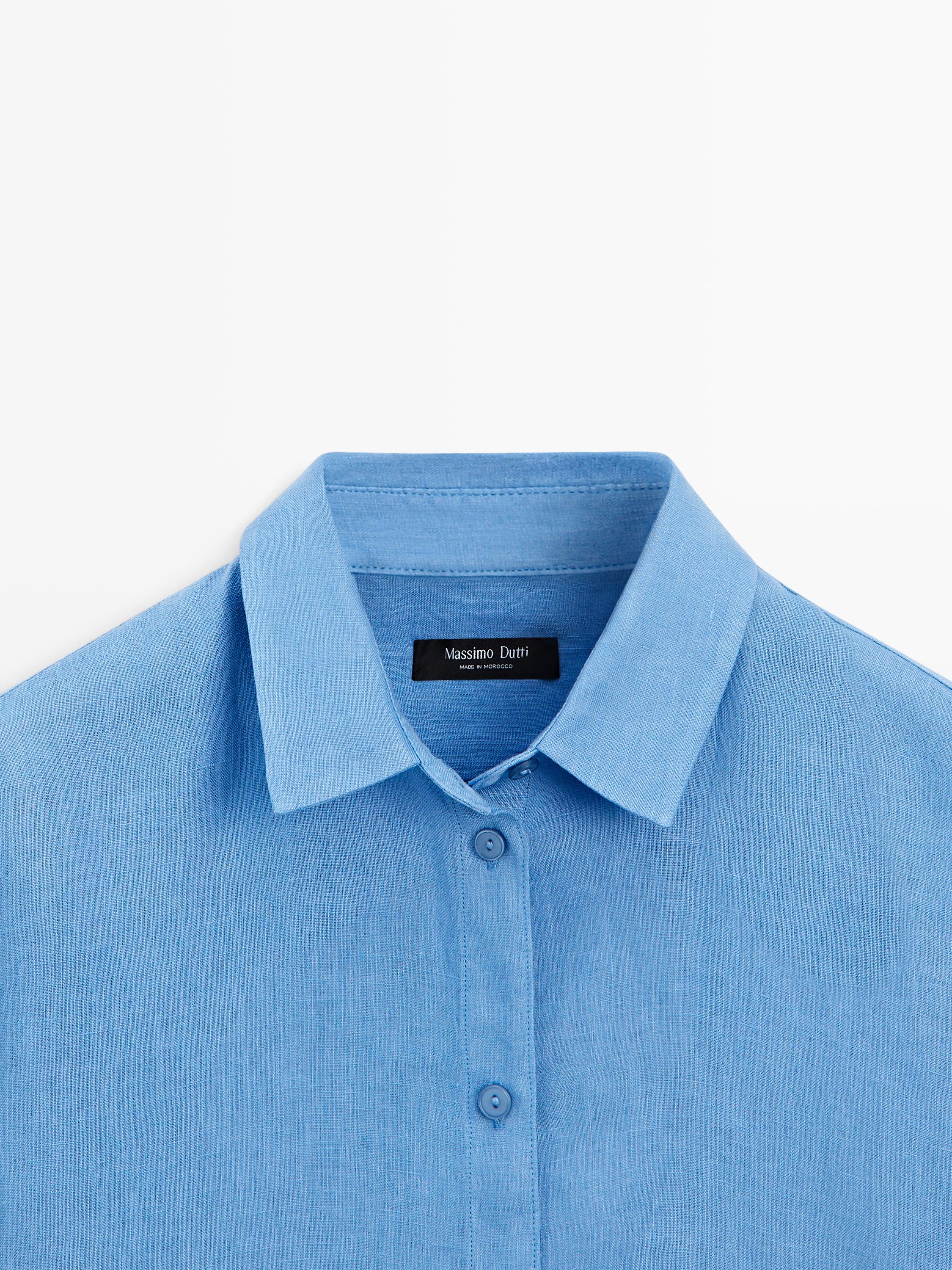 Dökümlü %100 keten gömlek