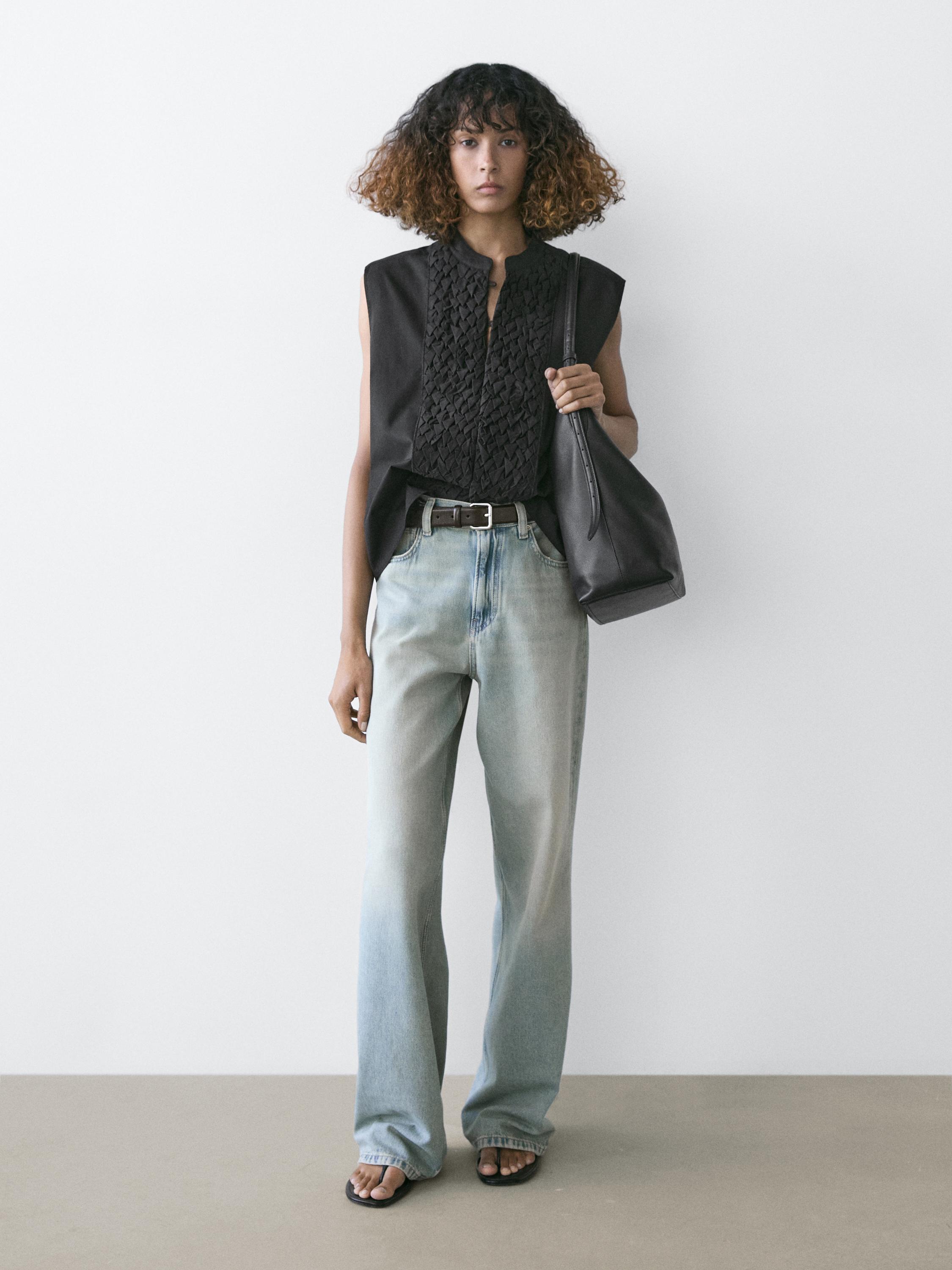 High-waist wide-leg jeans — BLUE