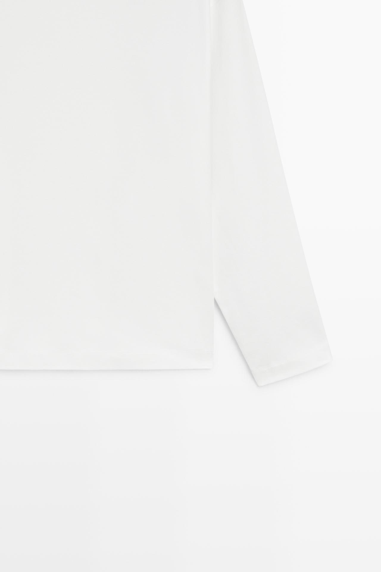 100% cotton long sleeve boxy T-shirt — WHITE
