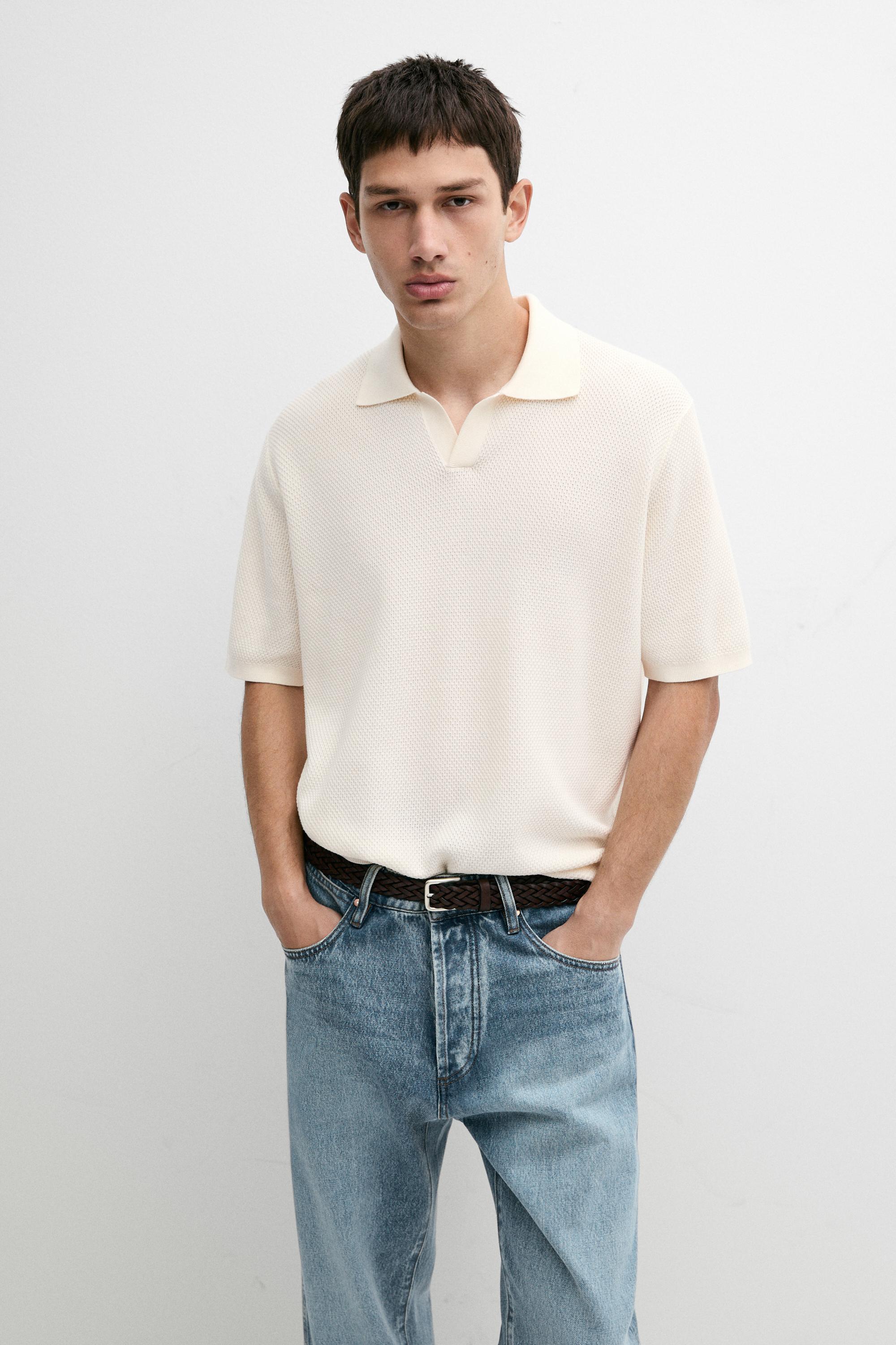 Polo punto cuello pico mezcla algodón
