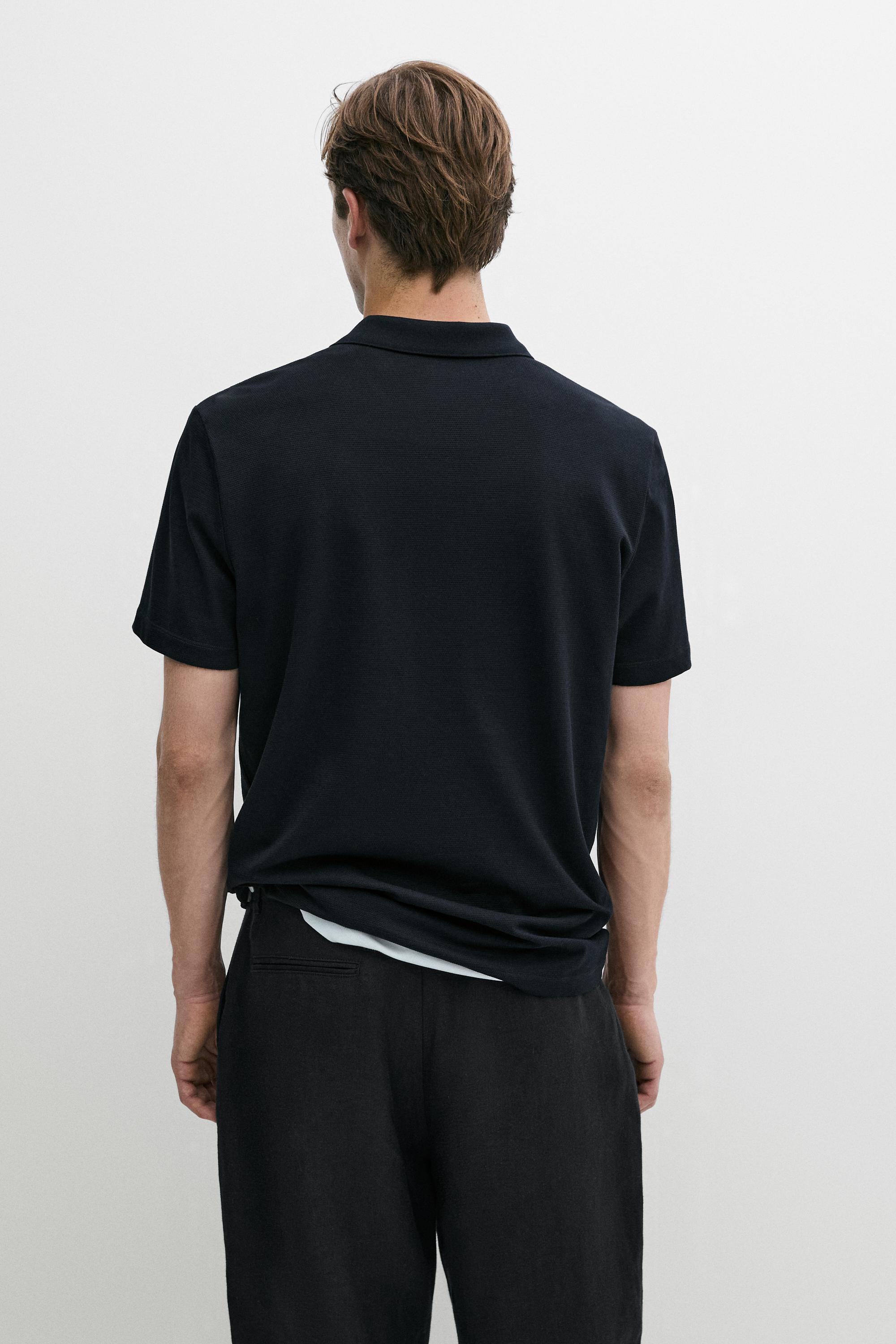 100% cotton structured polo shirt — NAVY BLUE