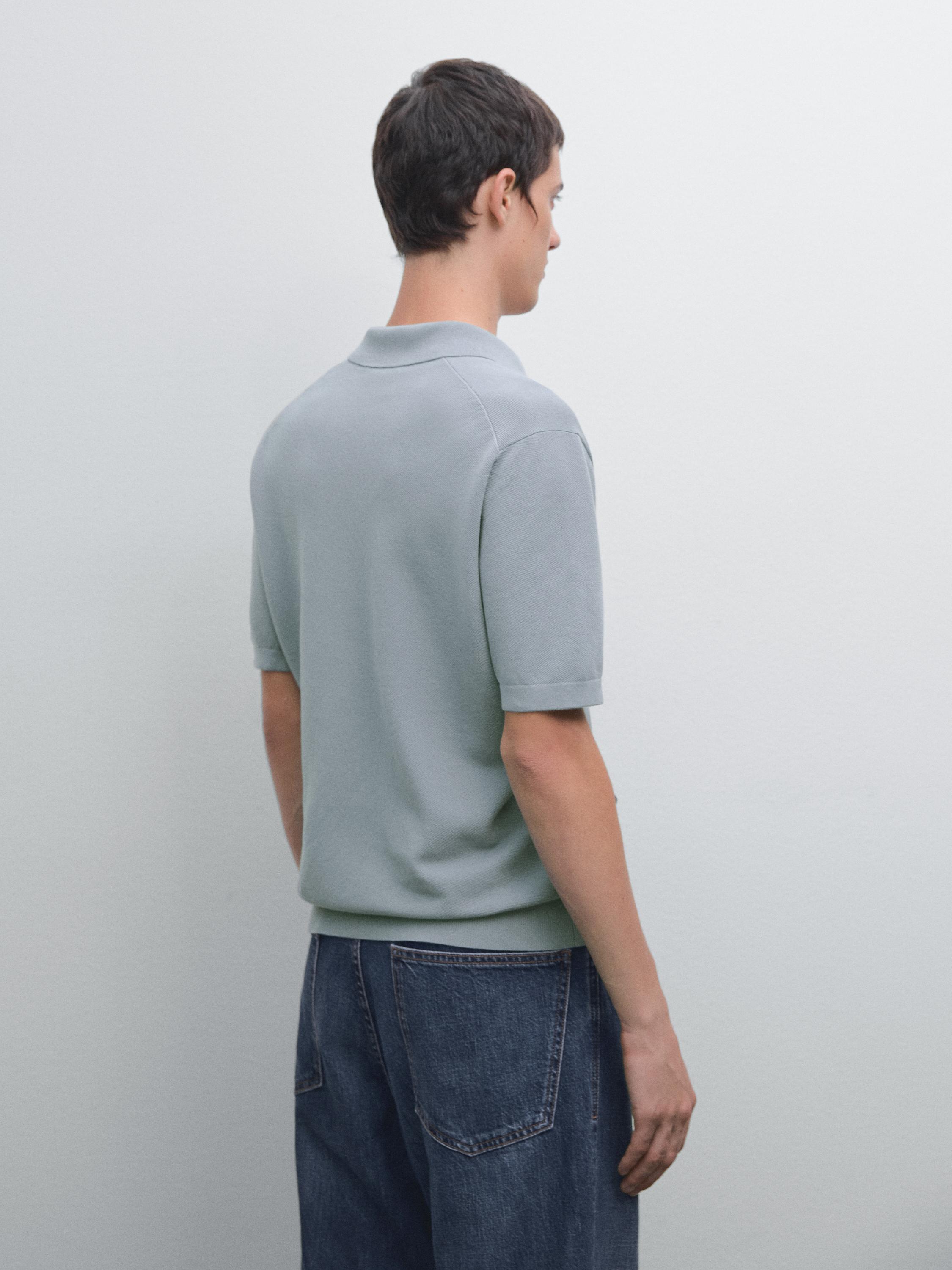 Knit V-neck polo shirt