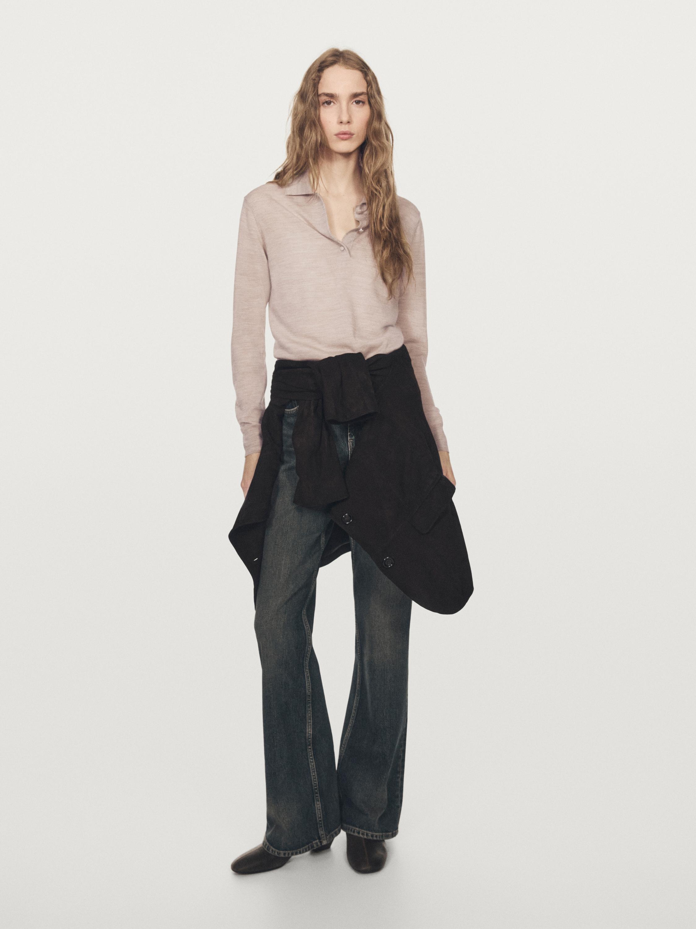 Трикотажный свитер поло из 100% шерсти