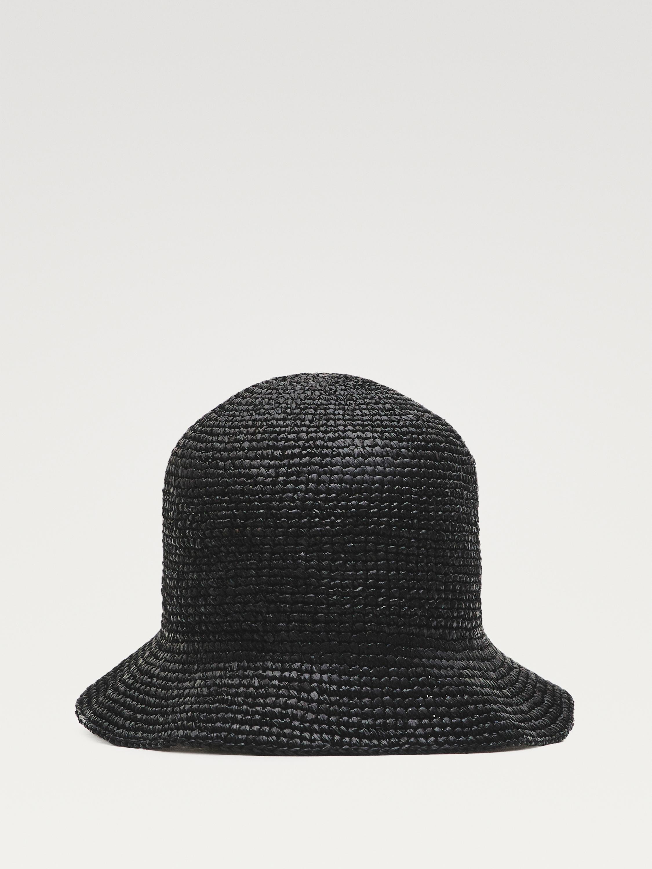 Raffia bucket hat — BLACK