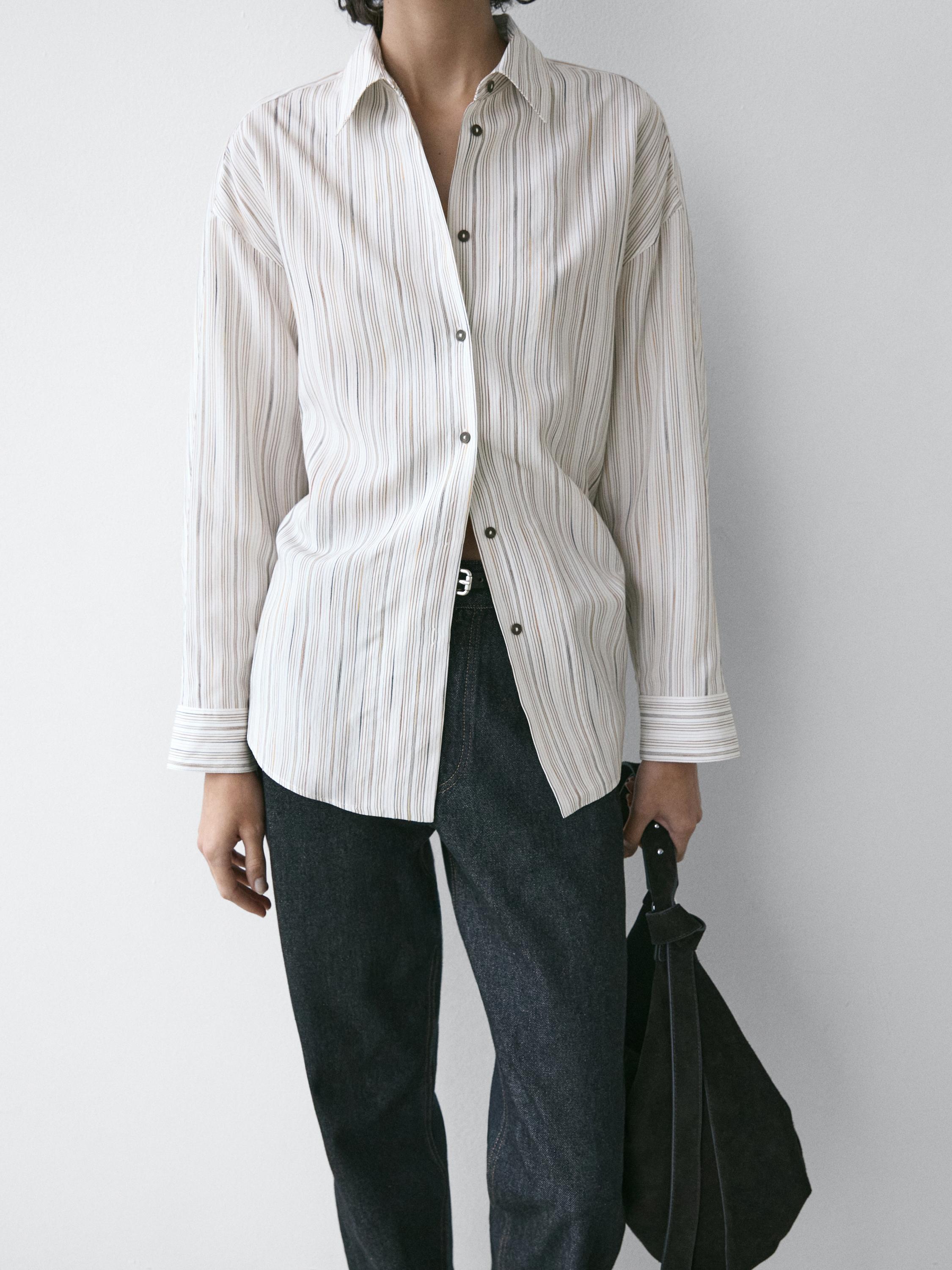 Striped flowing shirt — WHITE