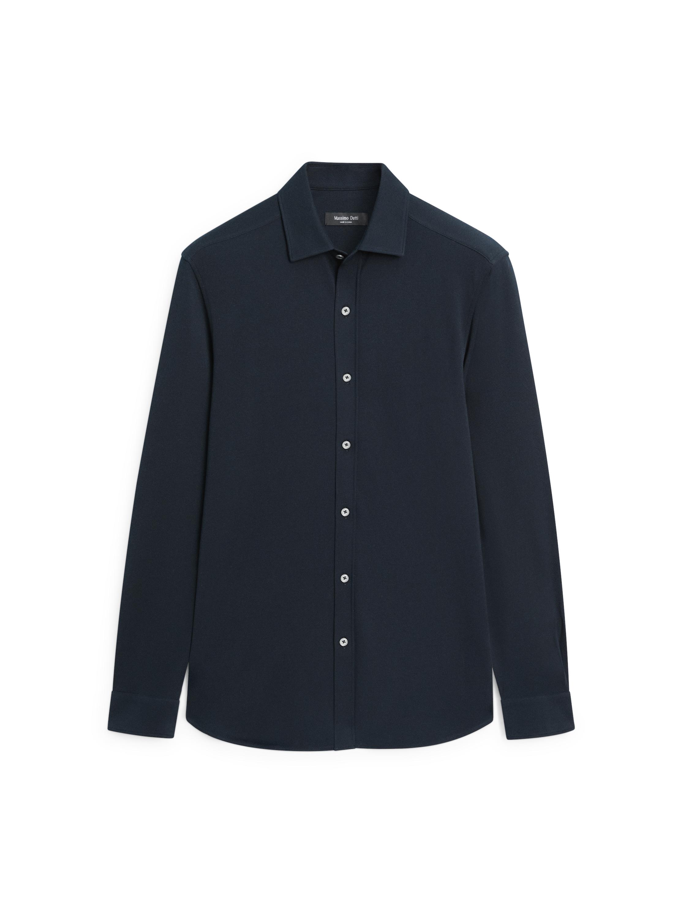 Regular fit melange shirt — NAVY BLUE