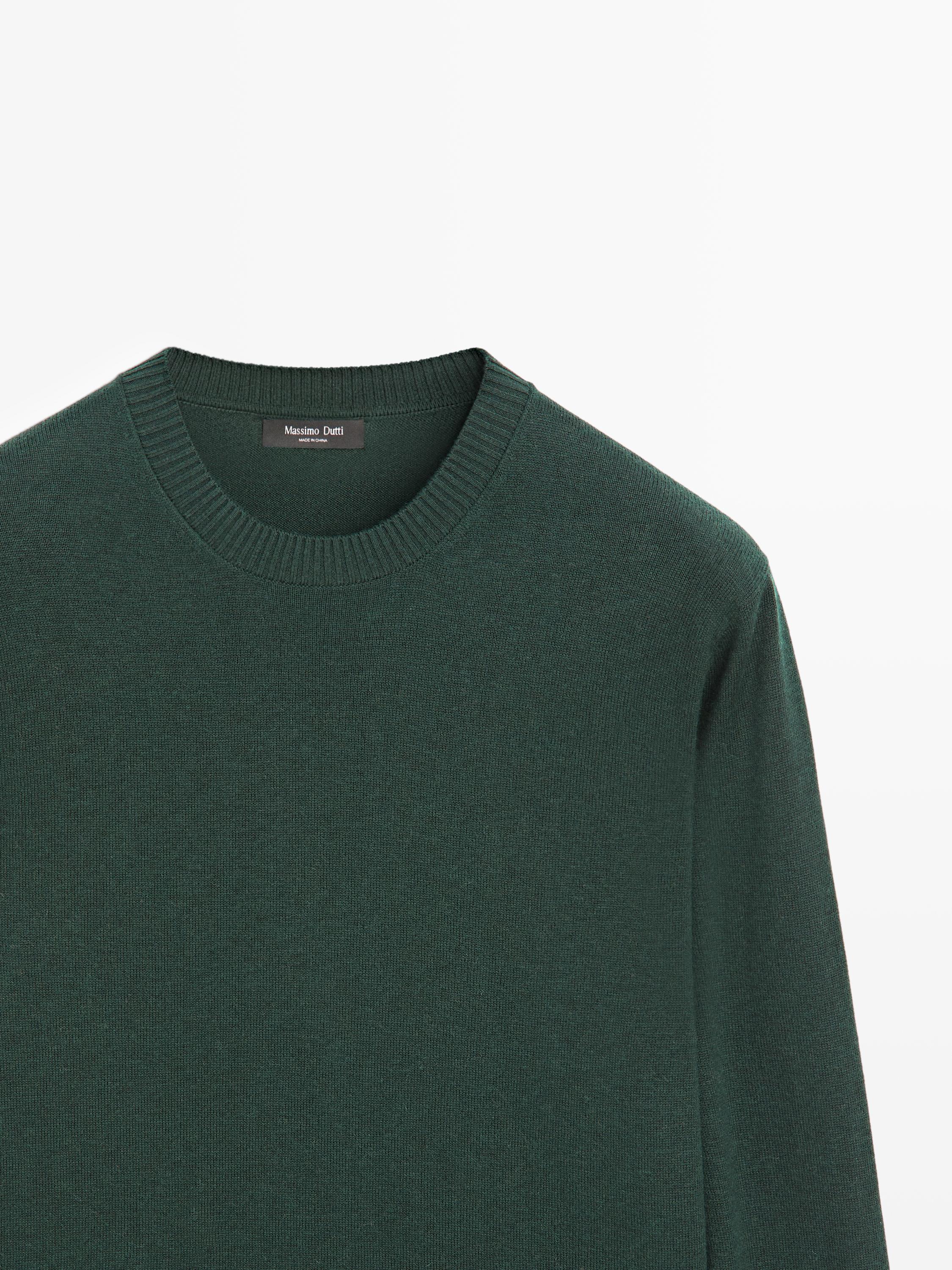 Knit cotton and wool sweater with crew neck — BOTTLE