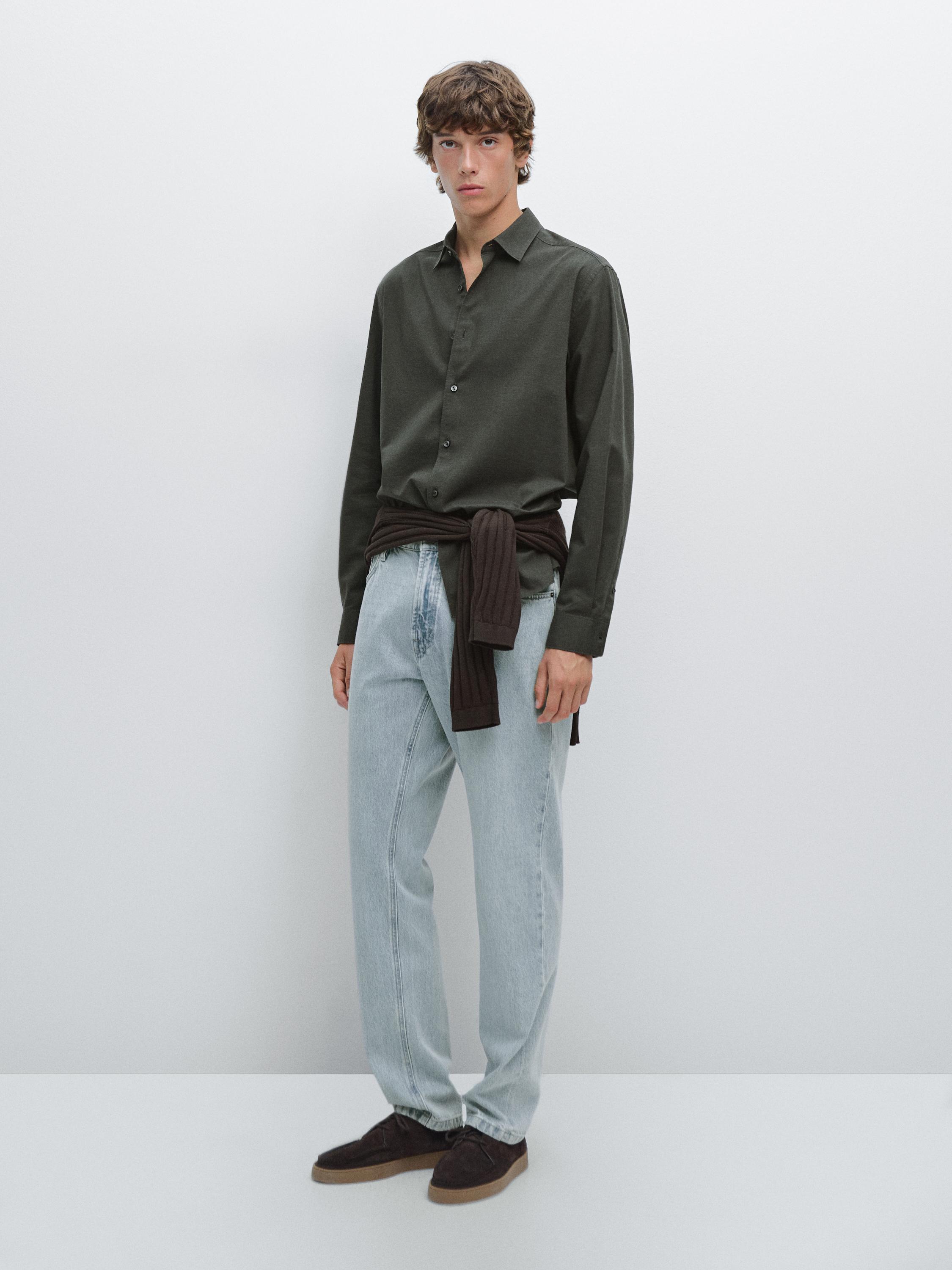 Camisa de twill mélange slim fit