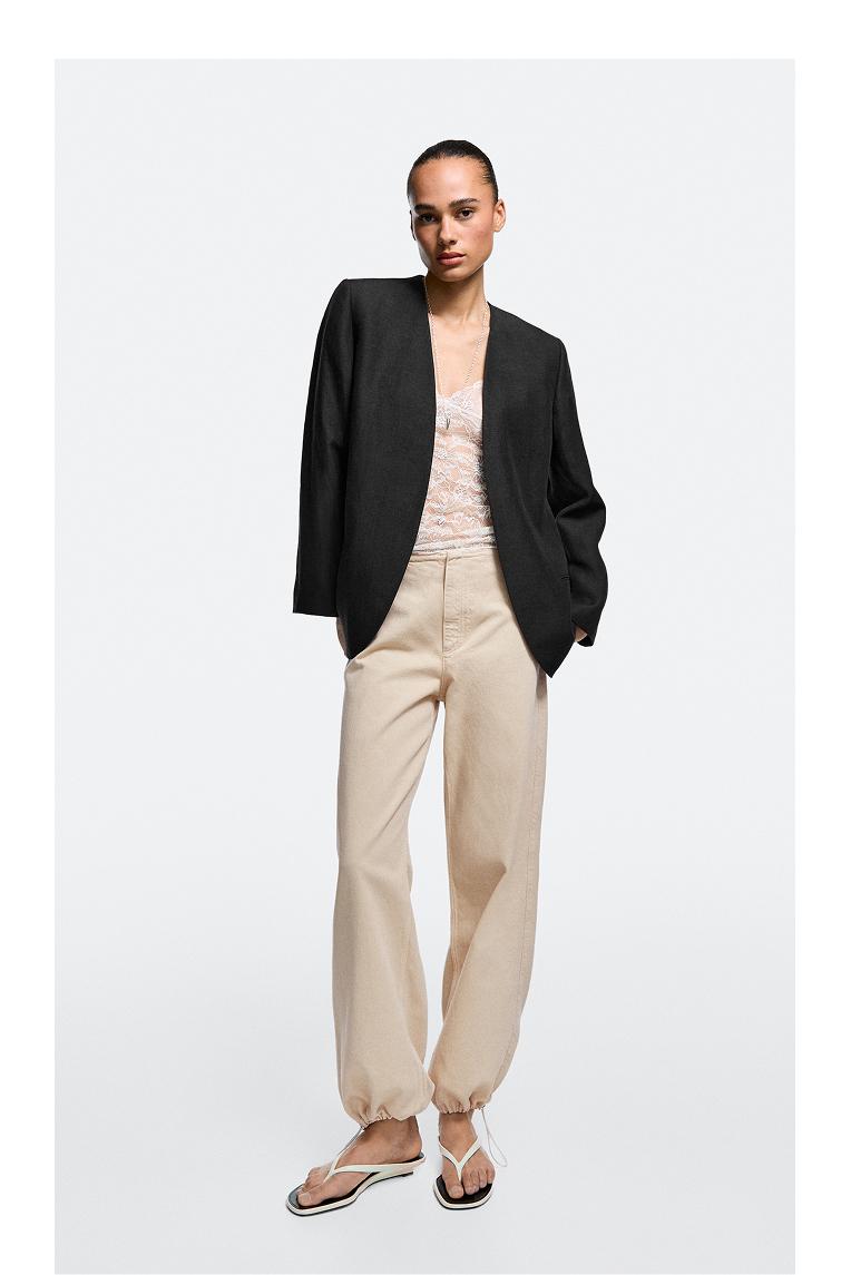 Relaxed fit parachute pants — BEIGE