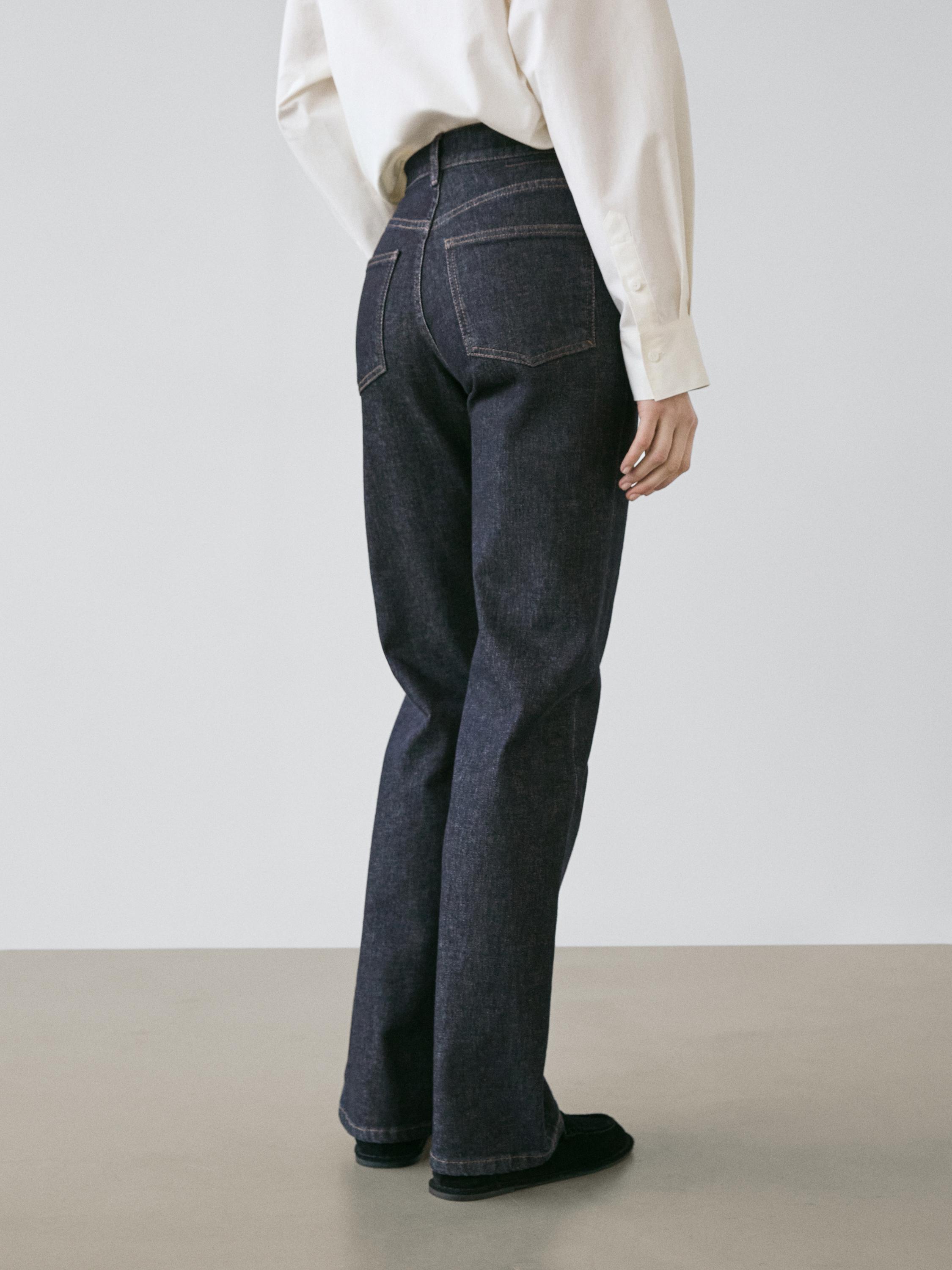High-waist straight-leg comfort jeans — DARK BLUE