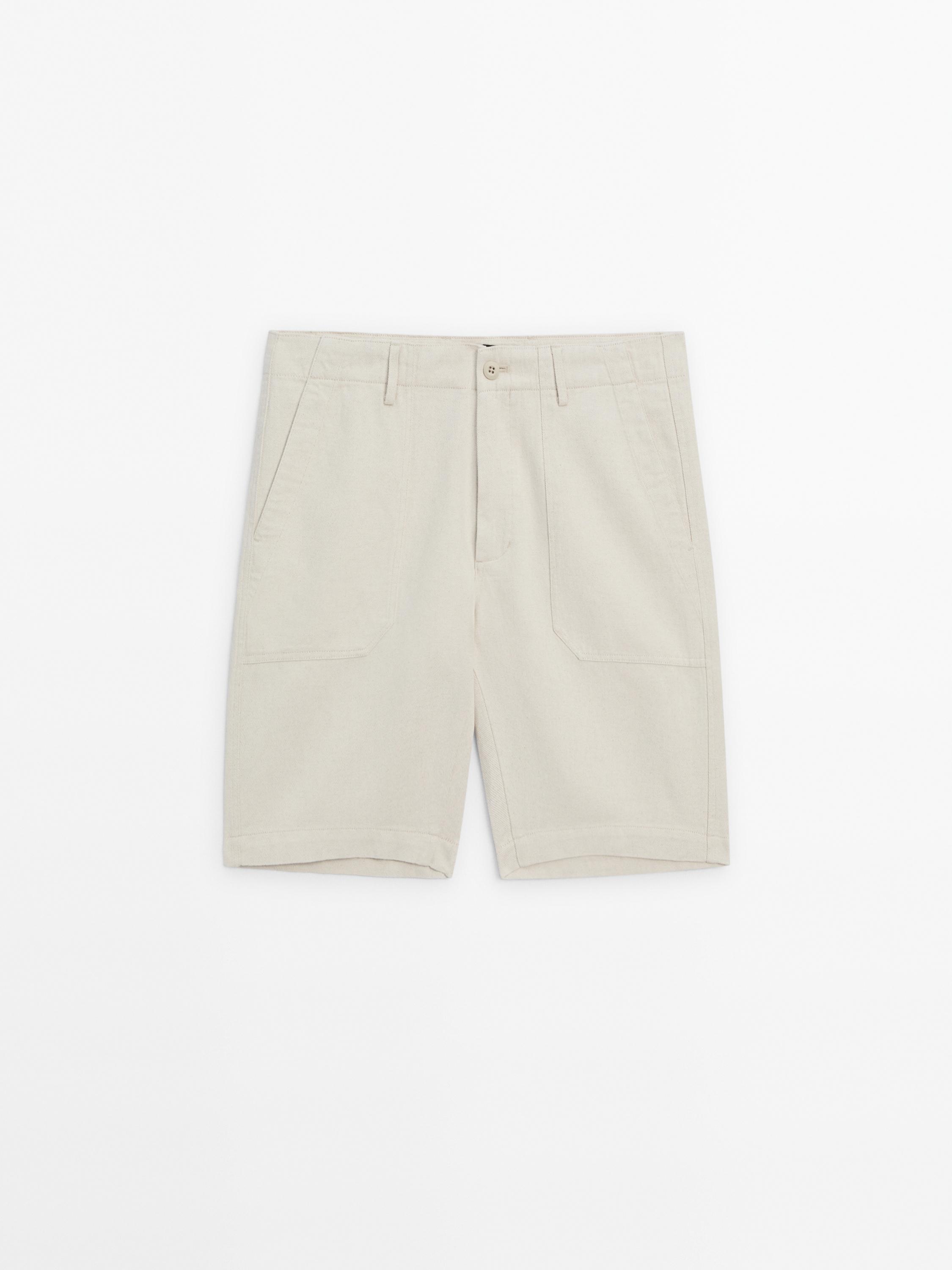 Cotton and linen blend Bermuda shorts