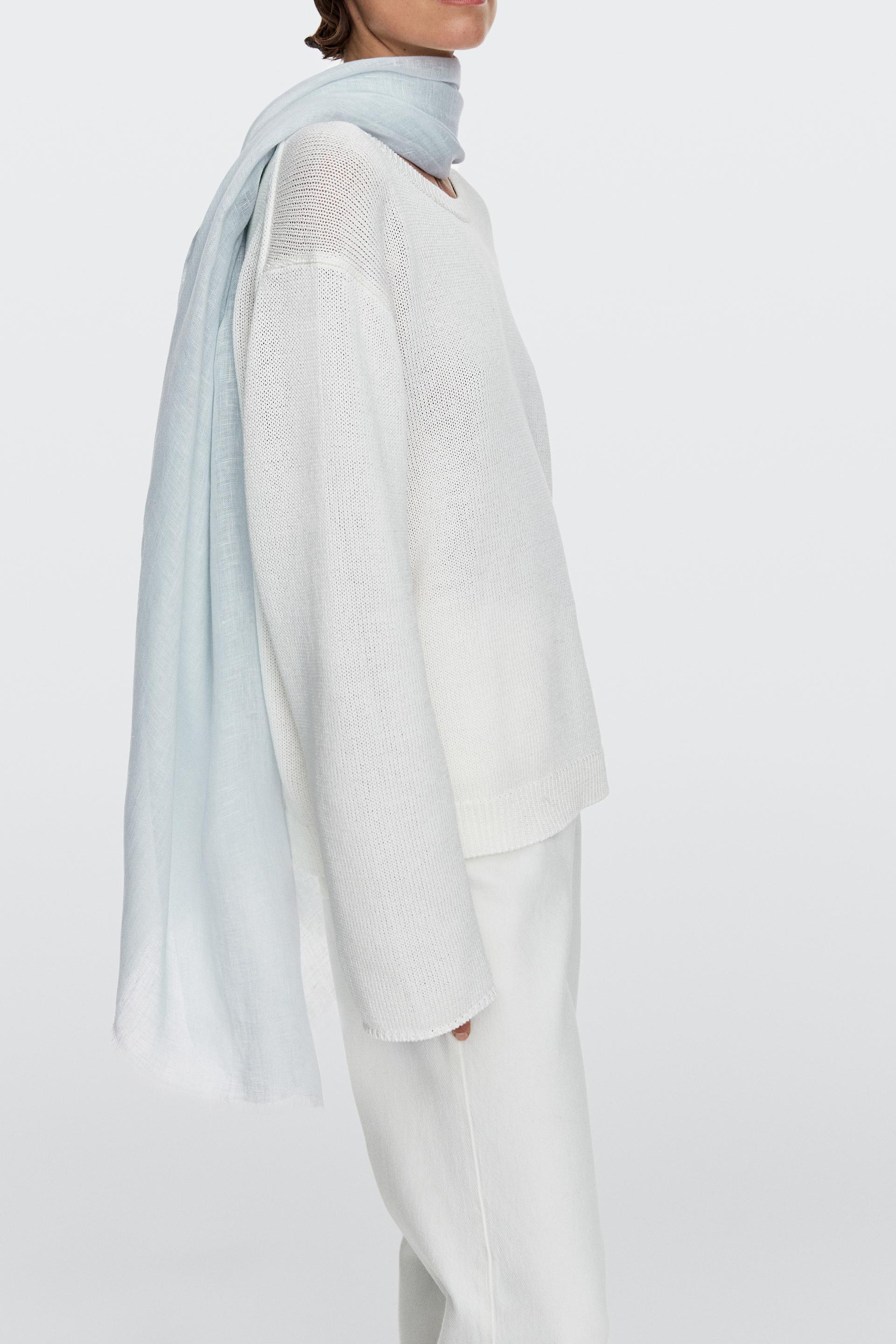 Fular Liso 100% Lino - Hielo - 01 - Massimo Dutti - Mujer