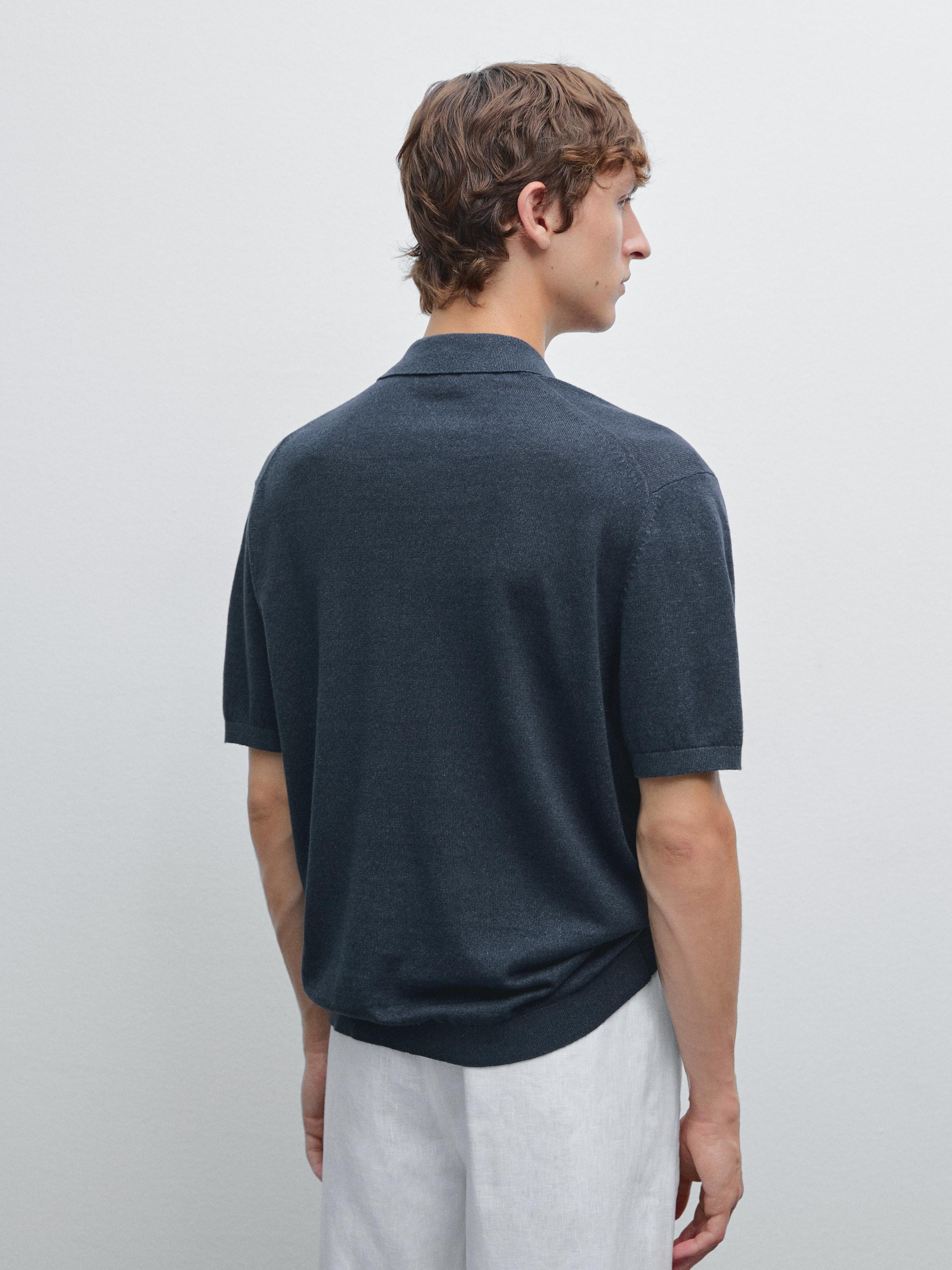 Polo en maille de lin mélangé