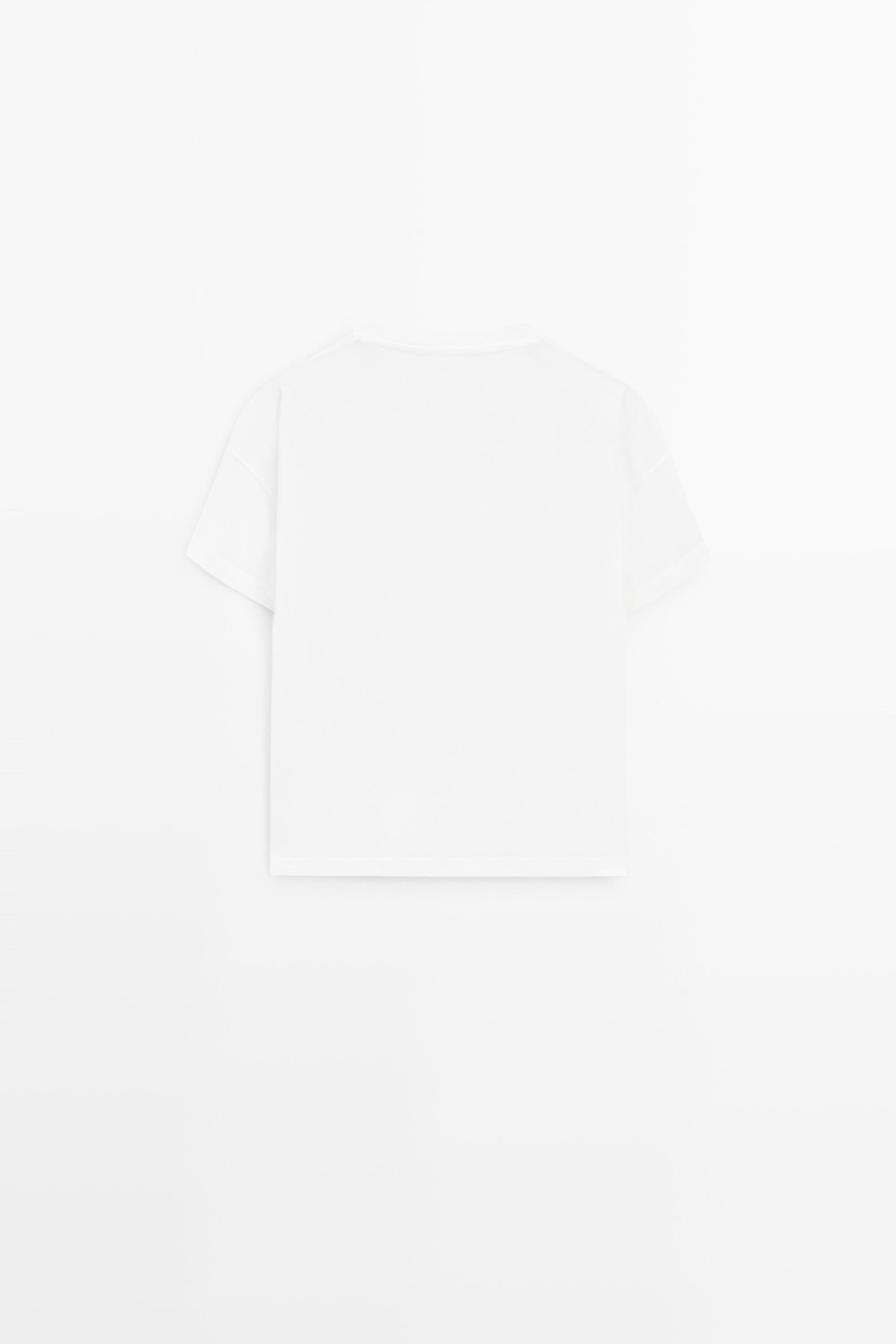 Flowing cropped fit V-neck T-shirt — WHITE