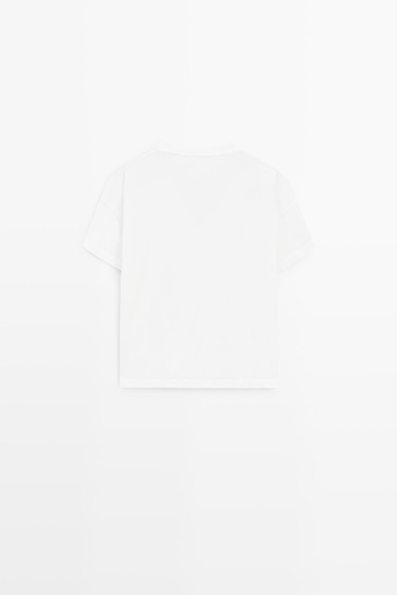 Flowing cropped fit V-neck T-shirt — WHITE