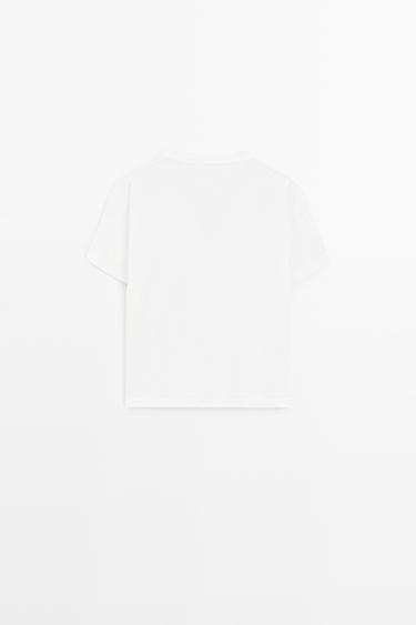 Flowing cropped fit V-neck T-shirt — WHITE 6