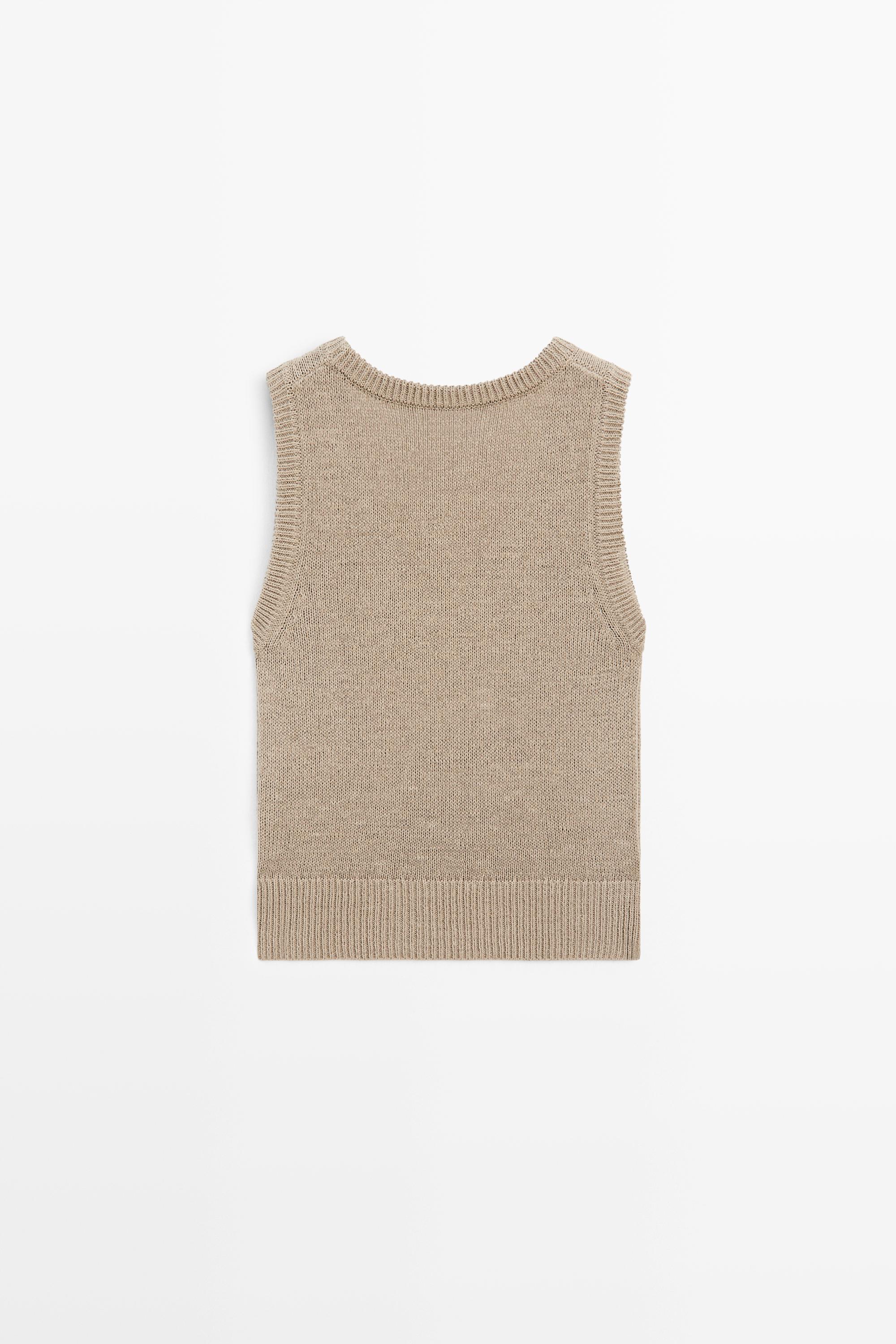 Cotton-blend ribbed knit vest · Sand · Vest | Massimo Dutti