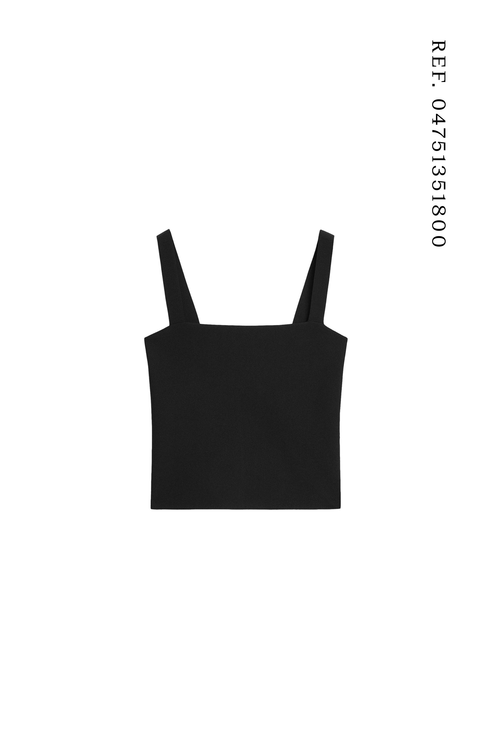 Knit top with a square neckline — BLACK