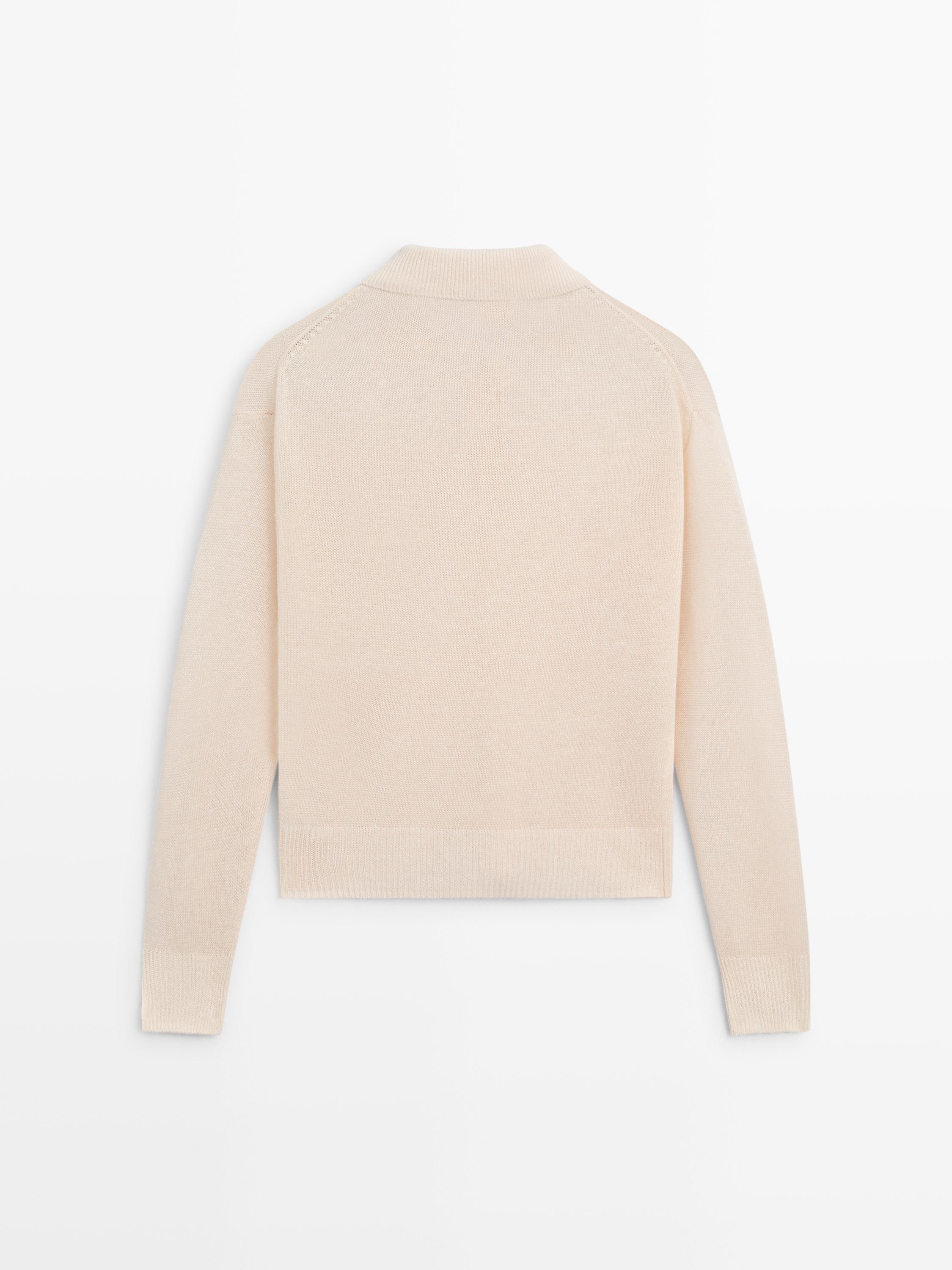 İnce keten polo yaka kazak