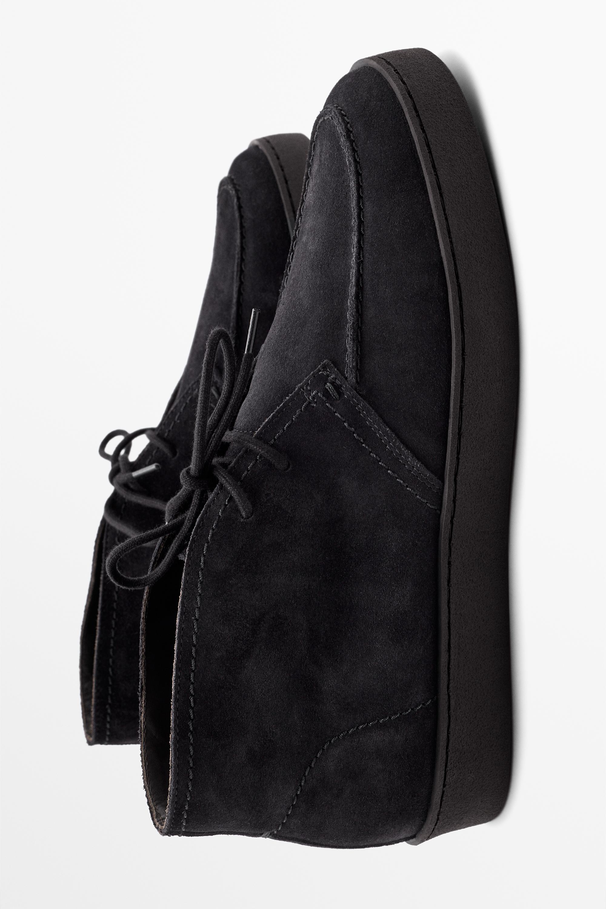 Split suede moc toe ankle-boot shoe — Dark blue