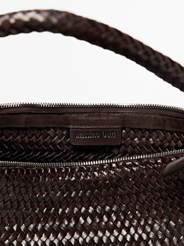 Nappa leather woven croissant bag — BROWN 6