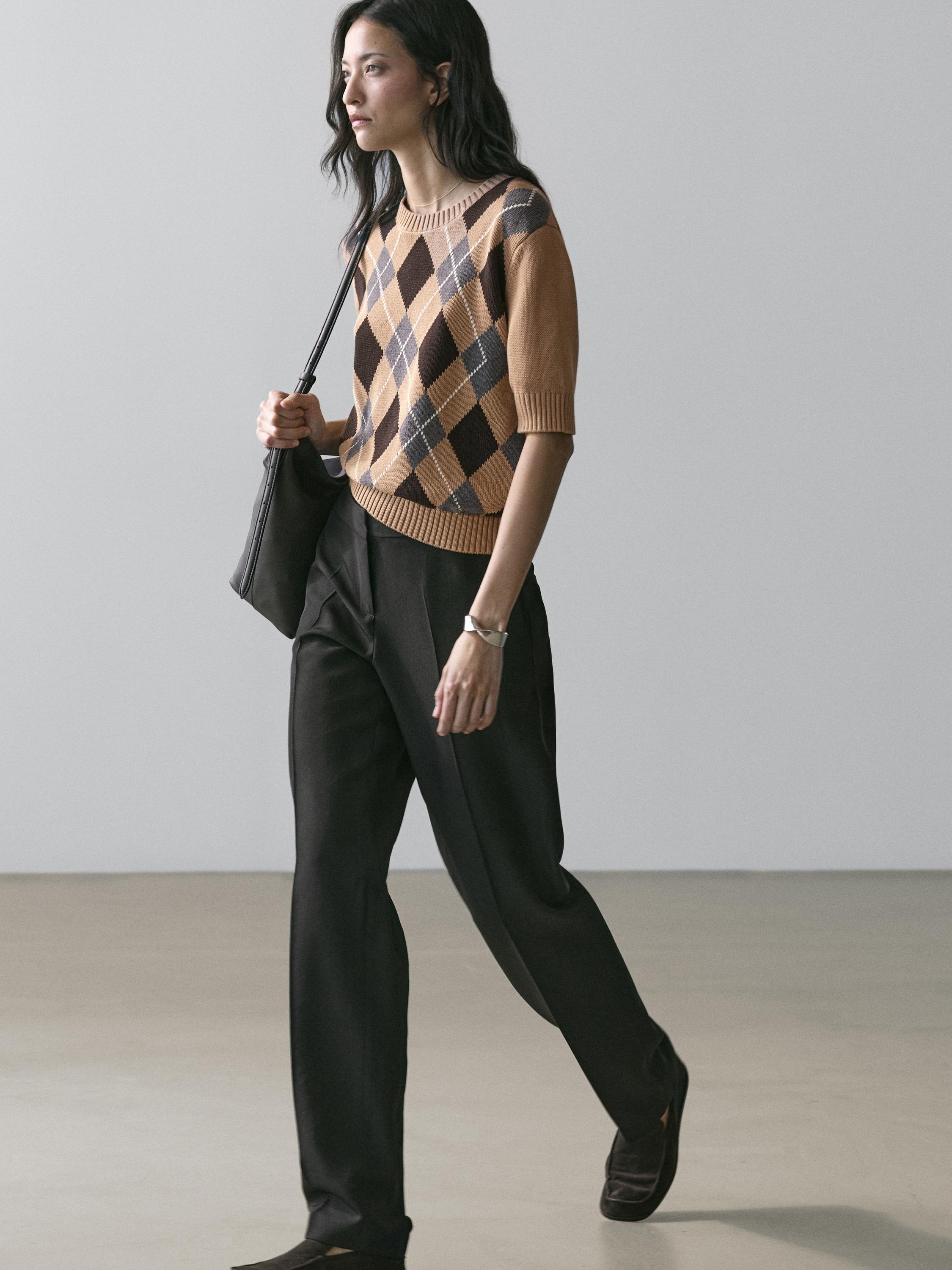 Cotton diamond knit jumper