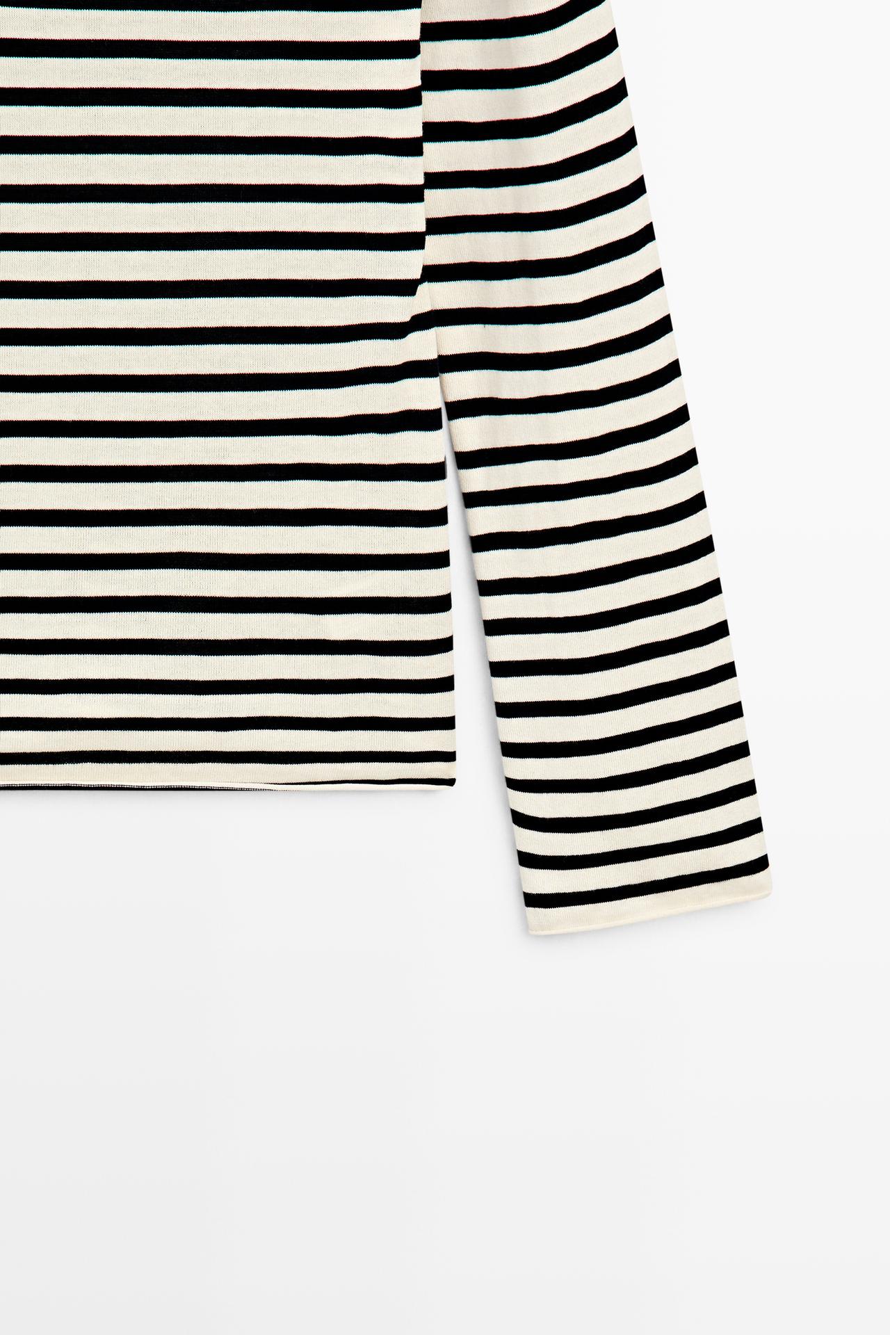 100% cotton long sleeve striped sweater — NAVY BLUE