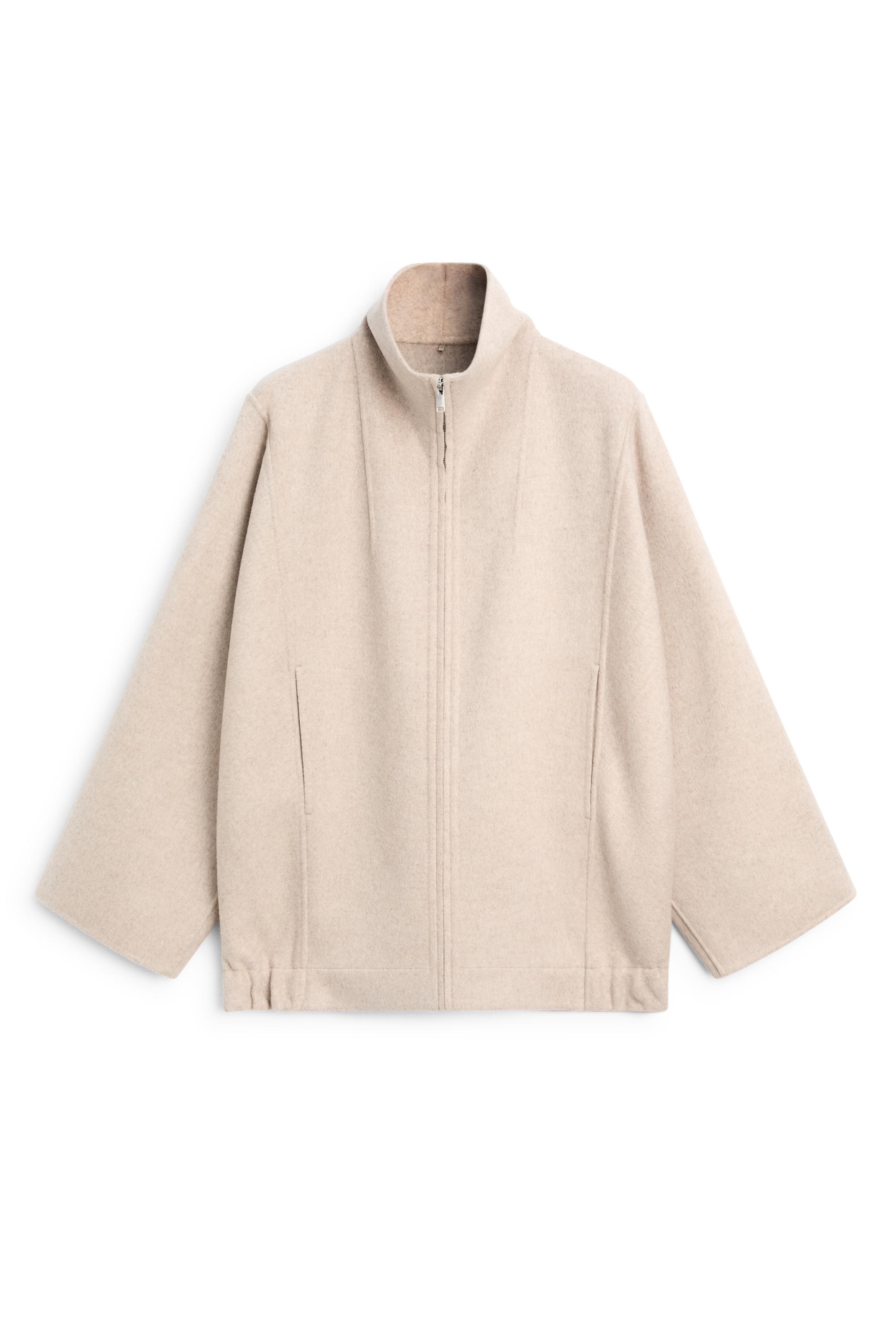 Wool blend bomber jacket — BEIGE