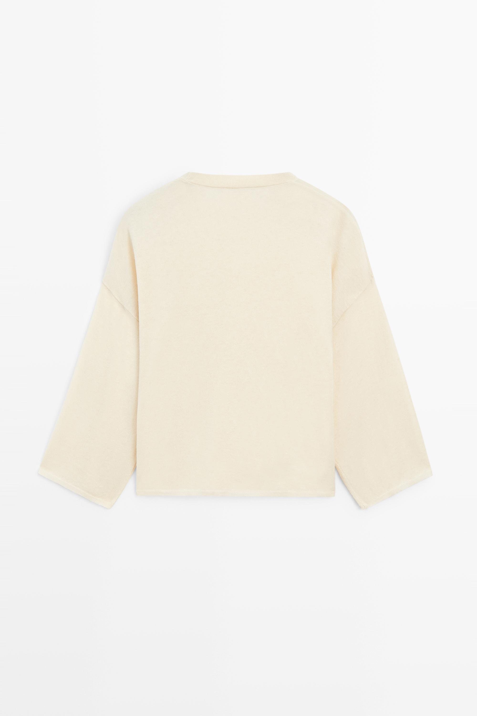 Round neck knit sweater — Vanilla