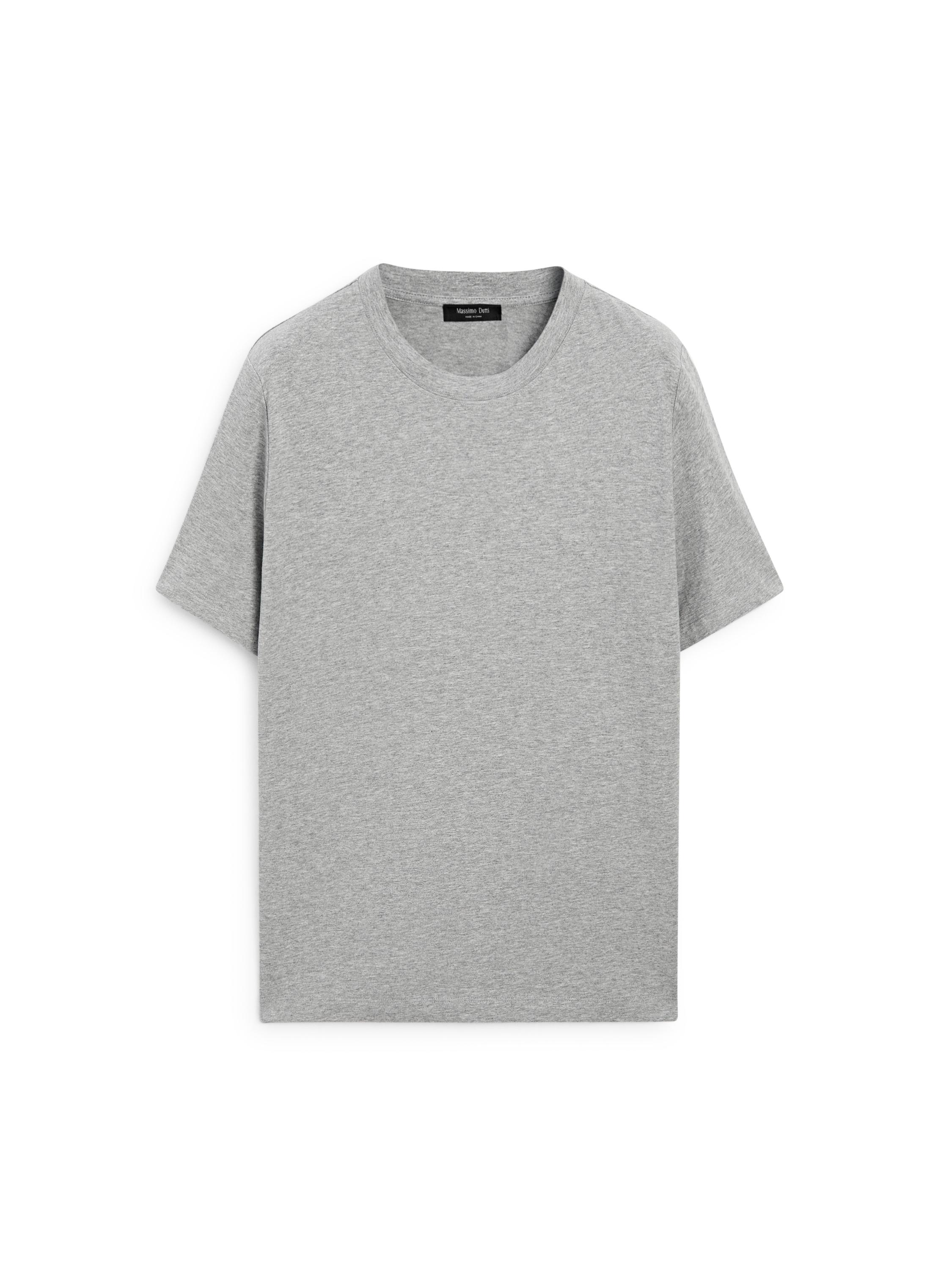 Short sleeve cotton melange T-shirt — GREY MARL