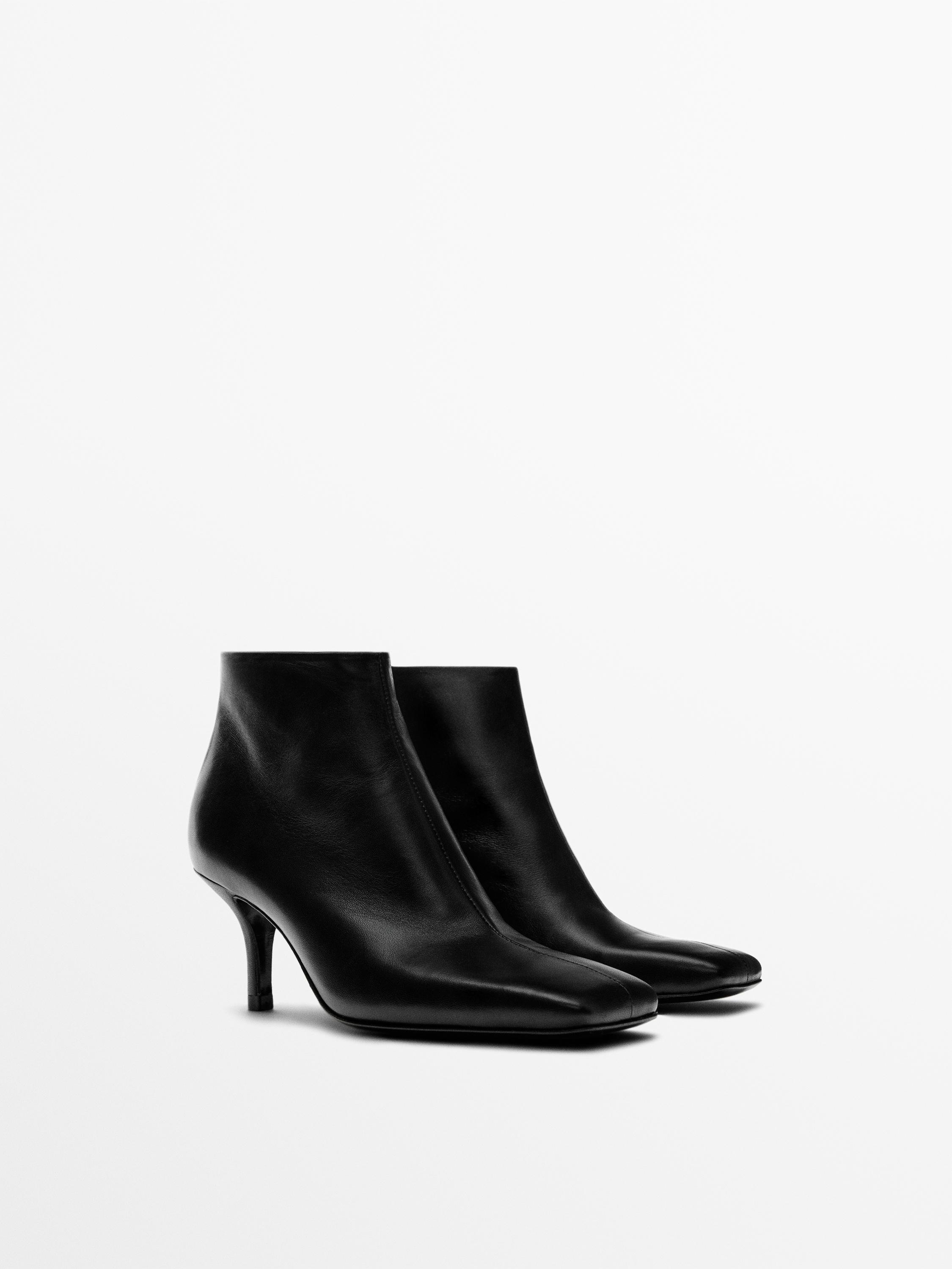 Leather heeled ankle boots - Made in Italy — BLACK