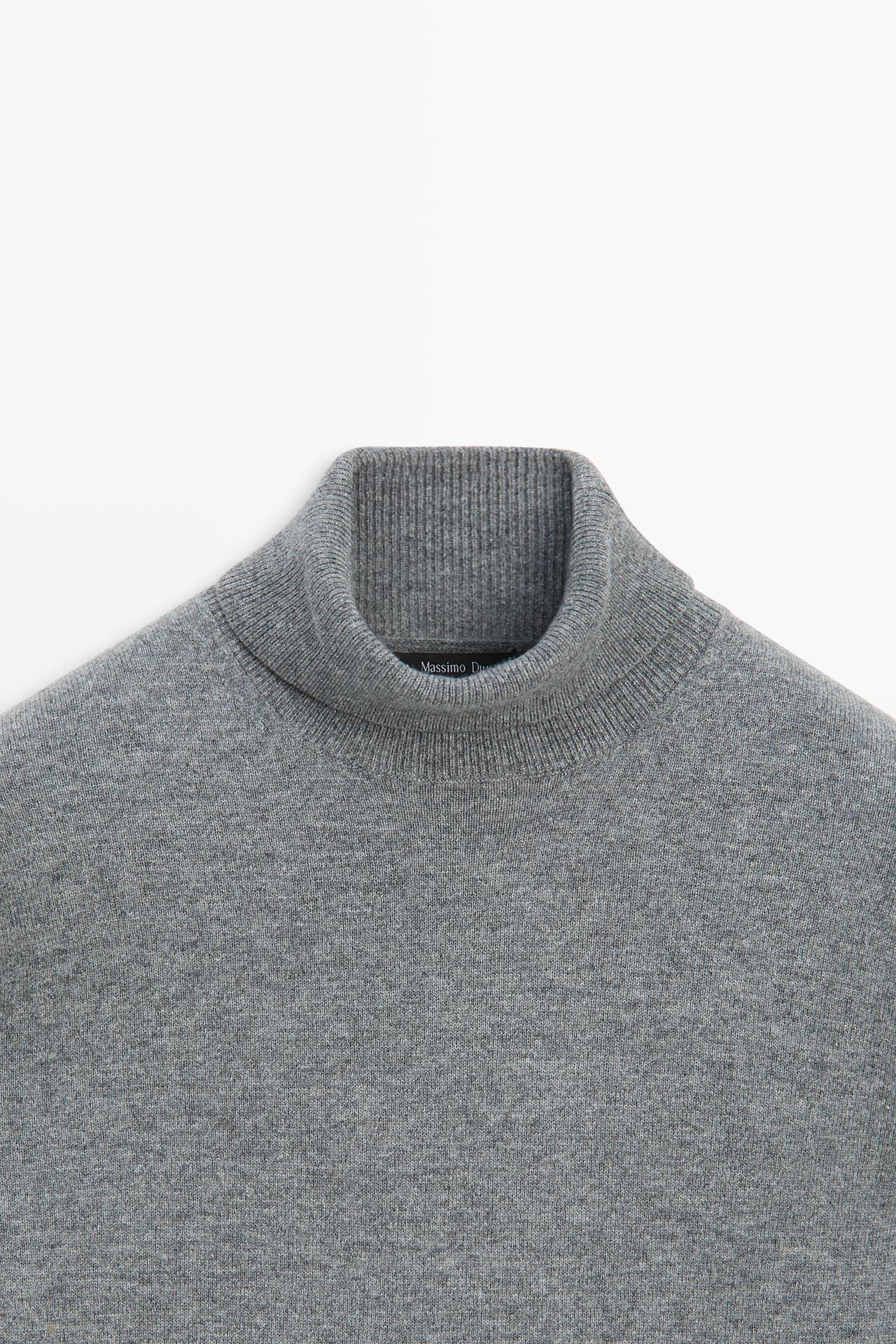 100% wool knit turtleneck sweater — ANTHRACITE GREY