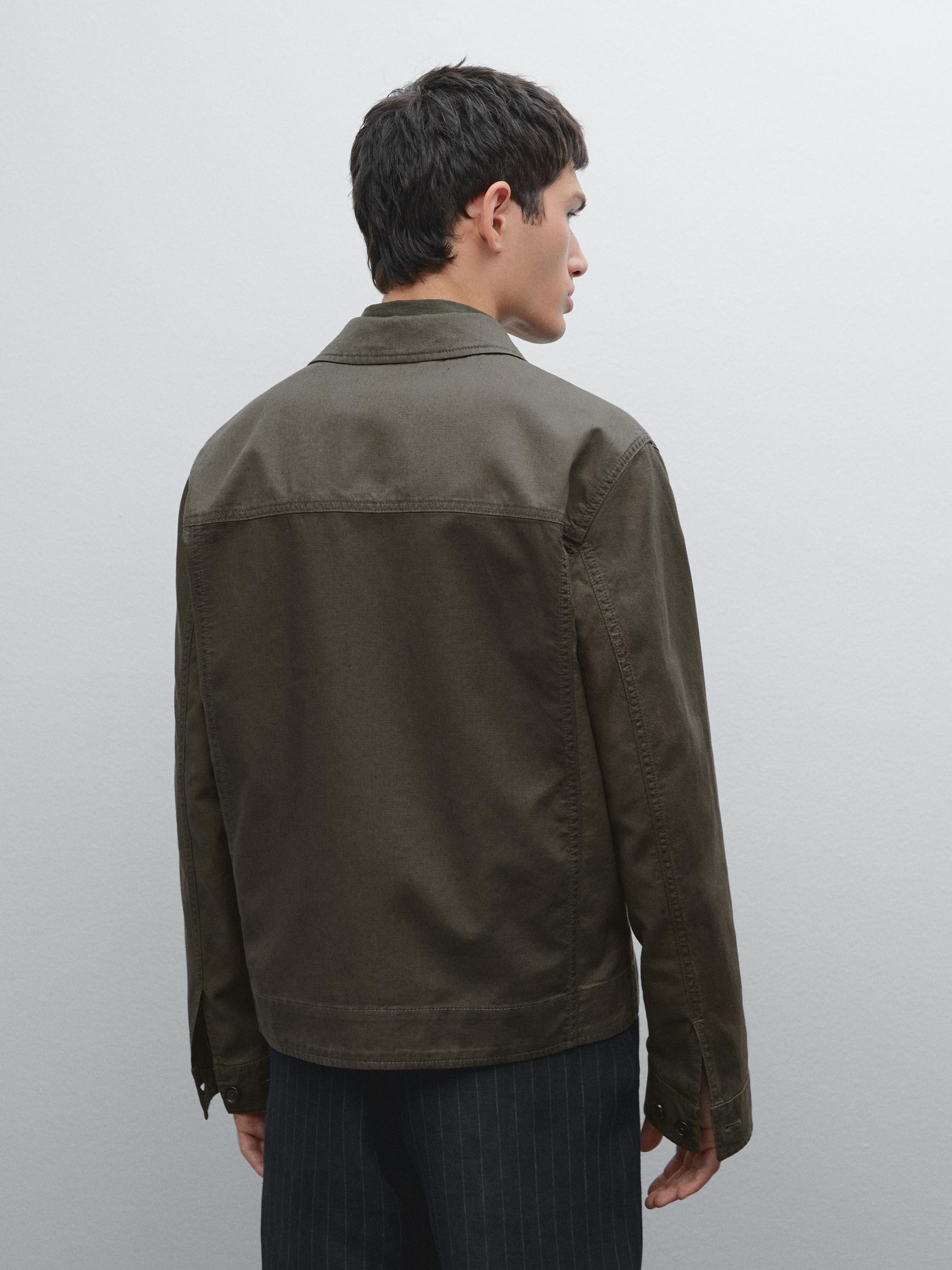 Cotton and linen jacket with pockets