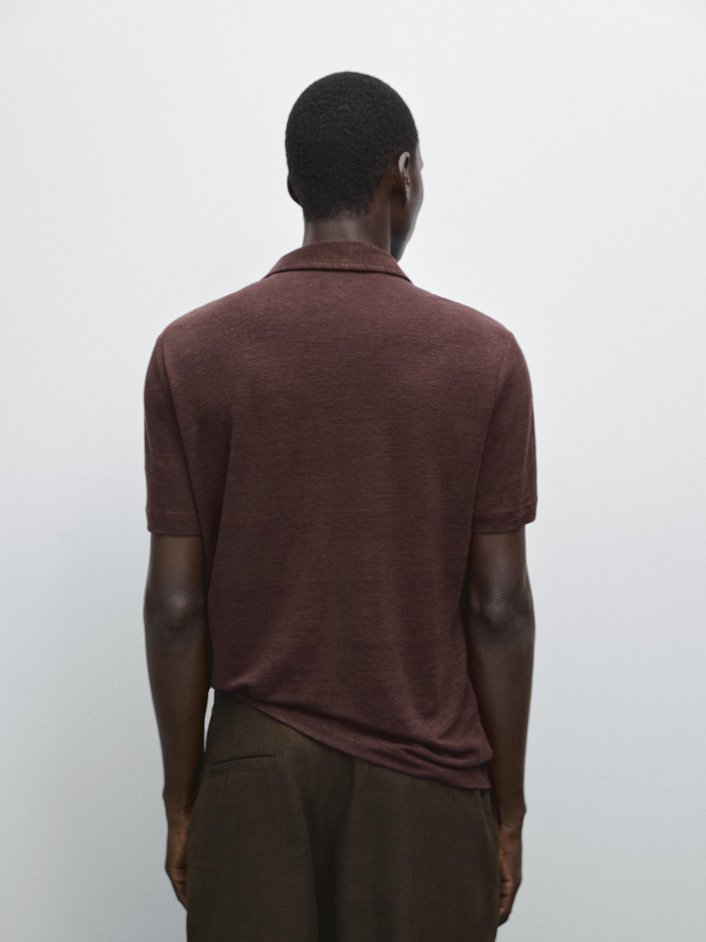 100% linen short sleeve polo shirt
