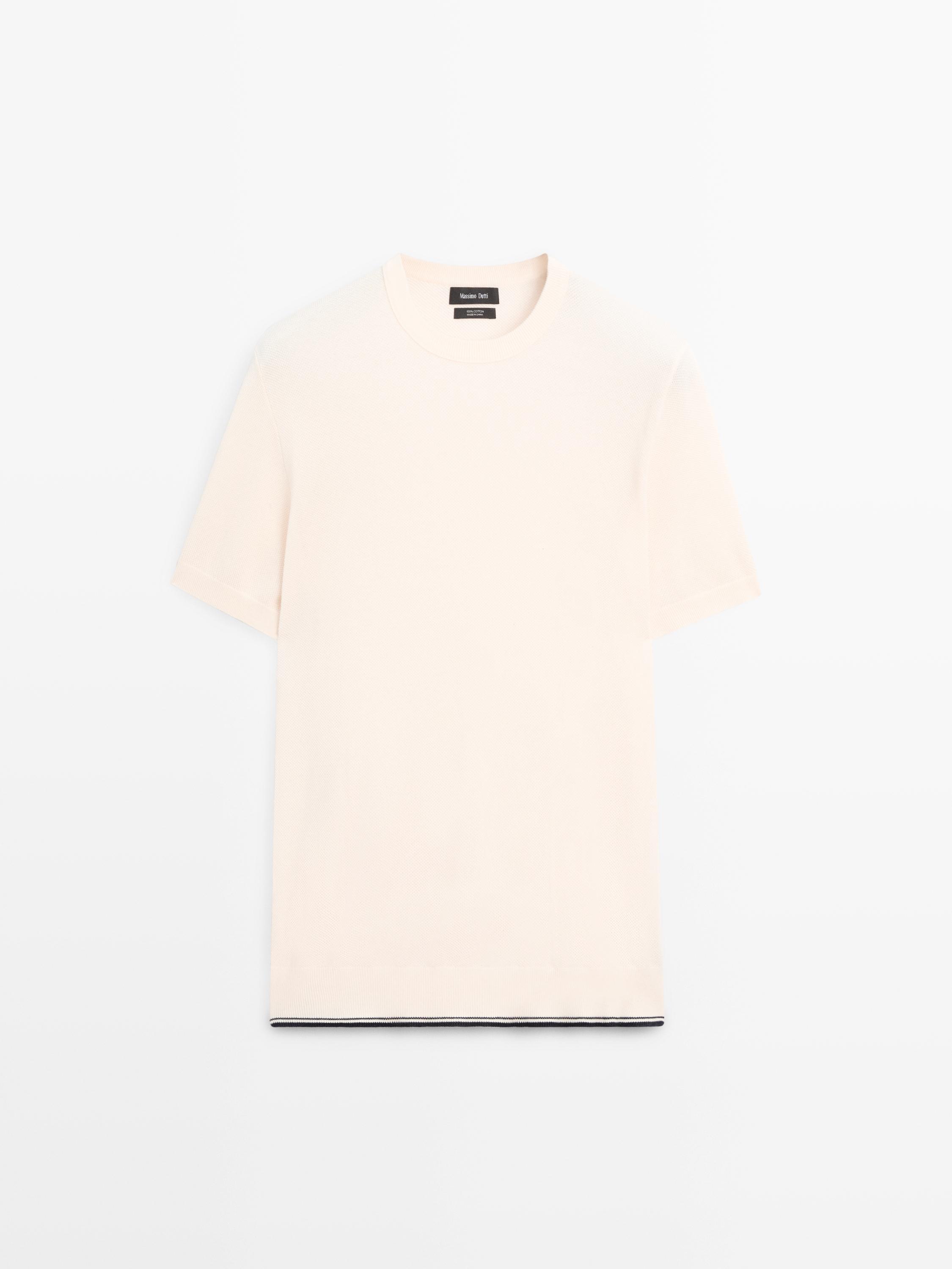 Textured knit short sleeve T-shirt