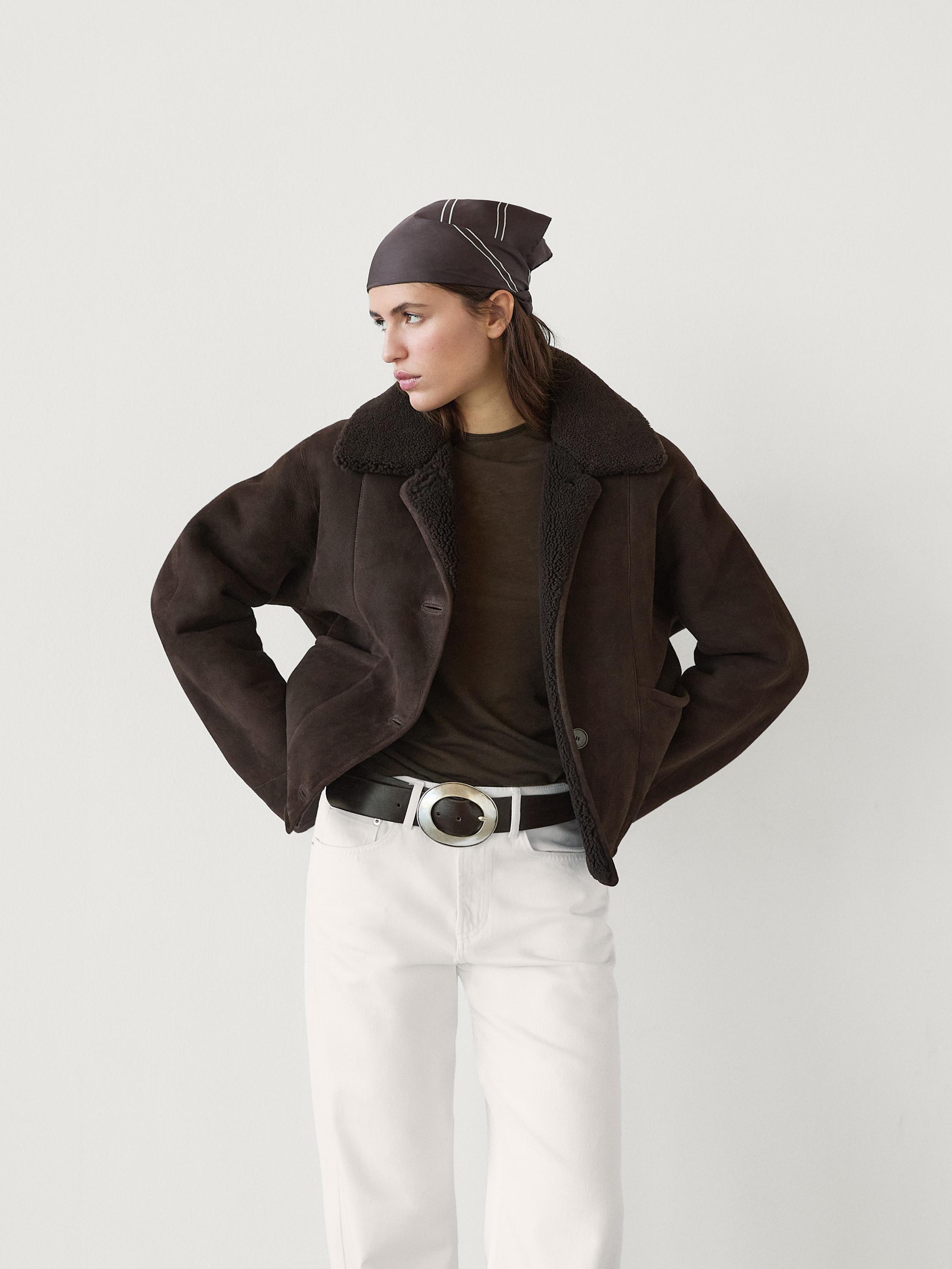 Short shearling coat