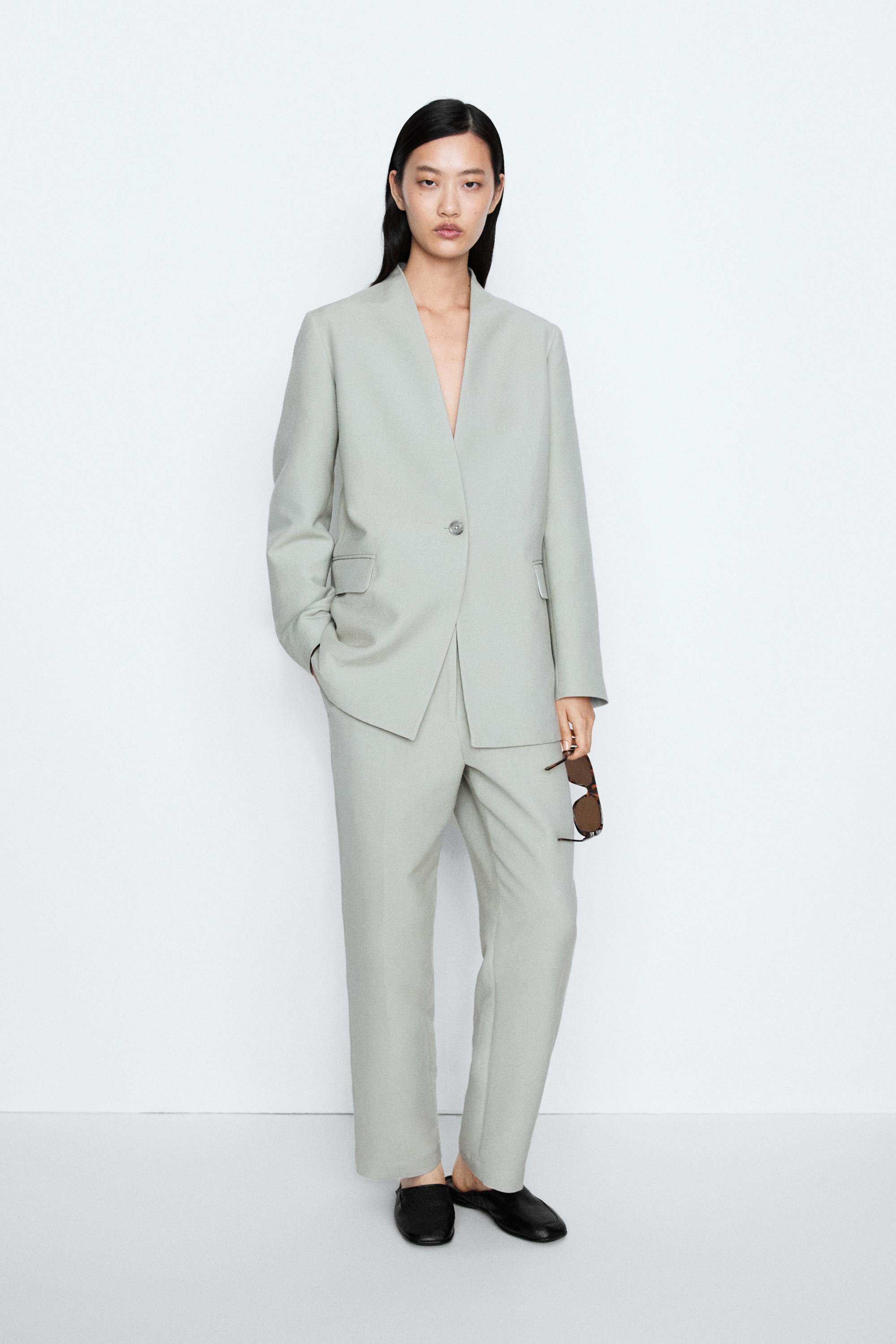 Suit blazer with button detail - STUDIO — GREY MARL