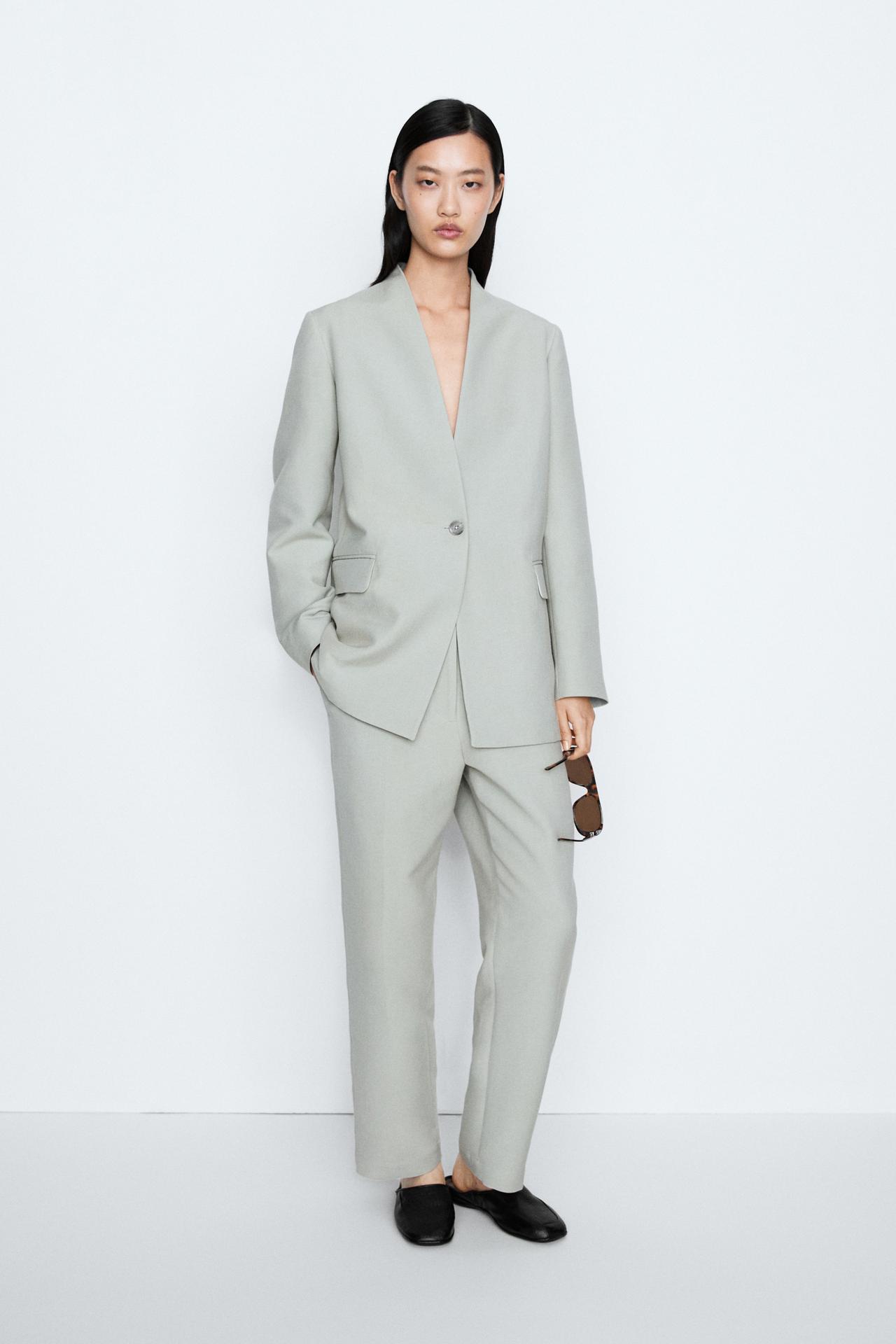 Suit blazer with button detail - STUDIO — GREY MARL