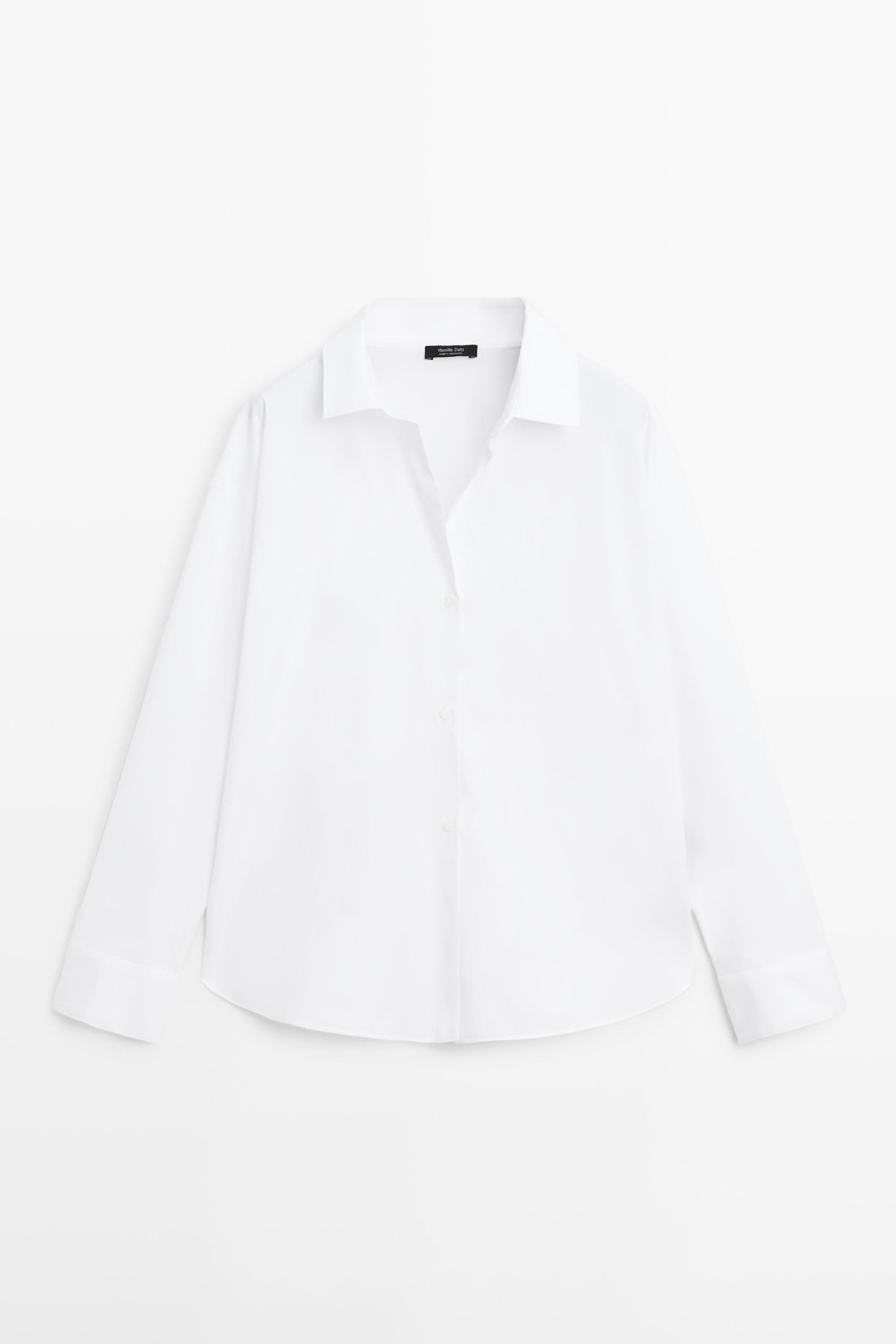 Camicia in popeline di cotone con dettaglio a pinza