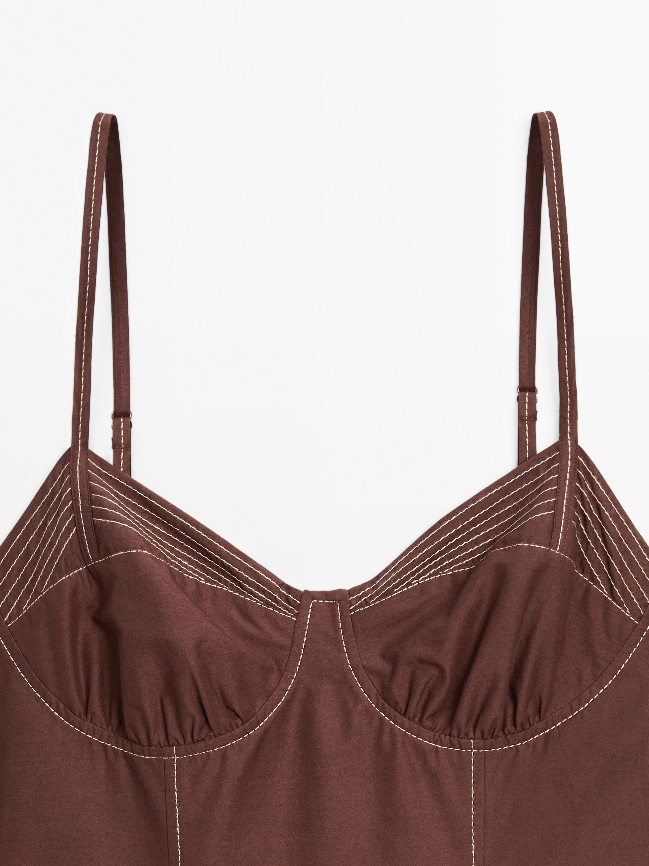 Bodice dress with contrast seams · Chocolate · Smart