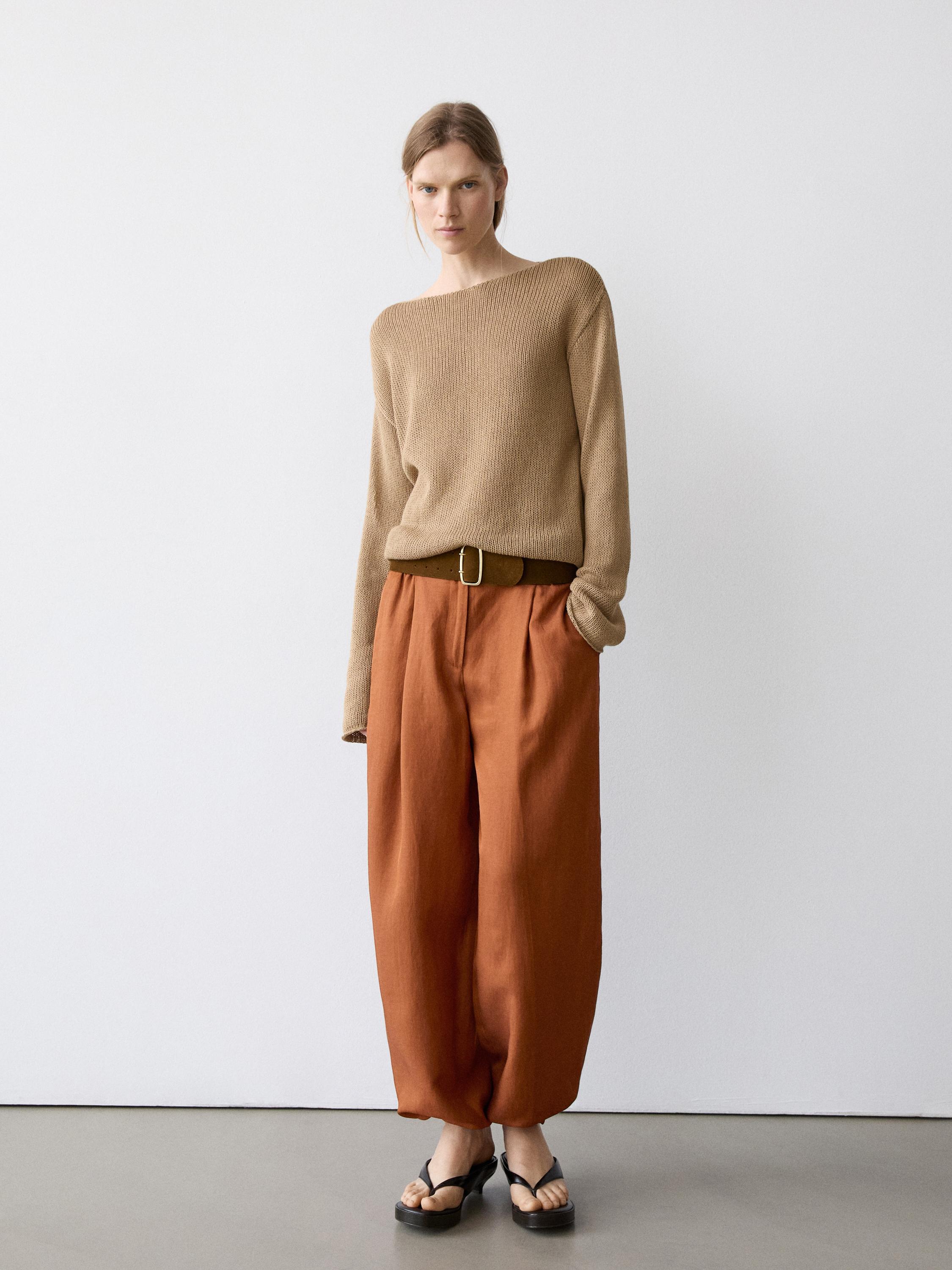 Flowing trousers with tie detail — ORANGE