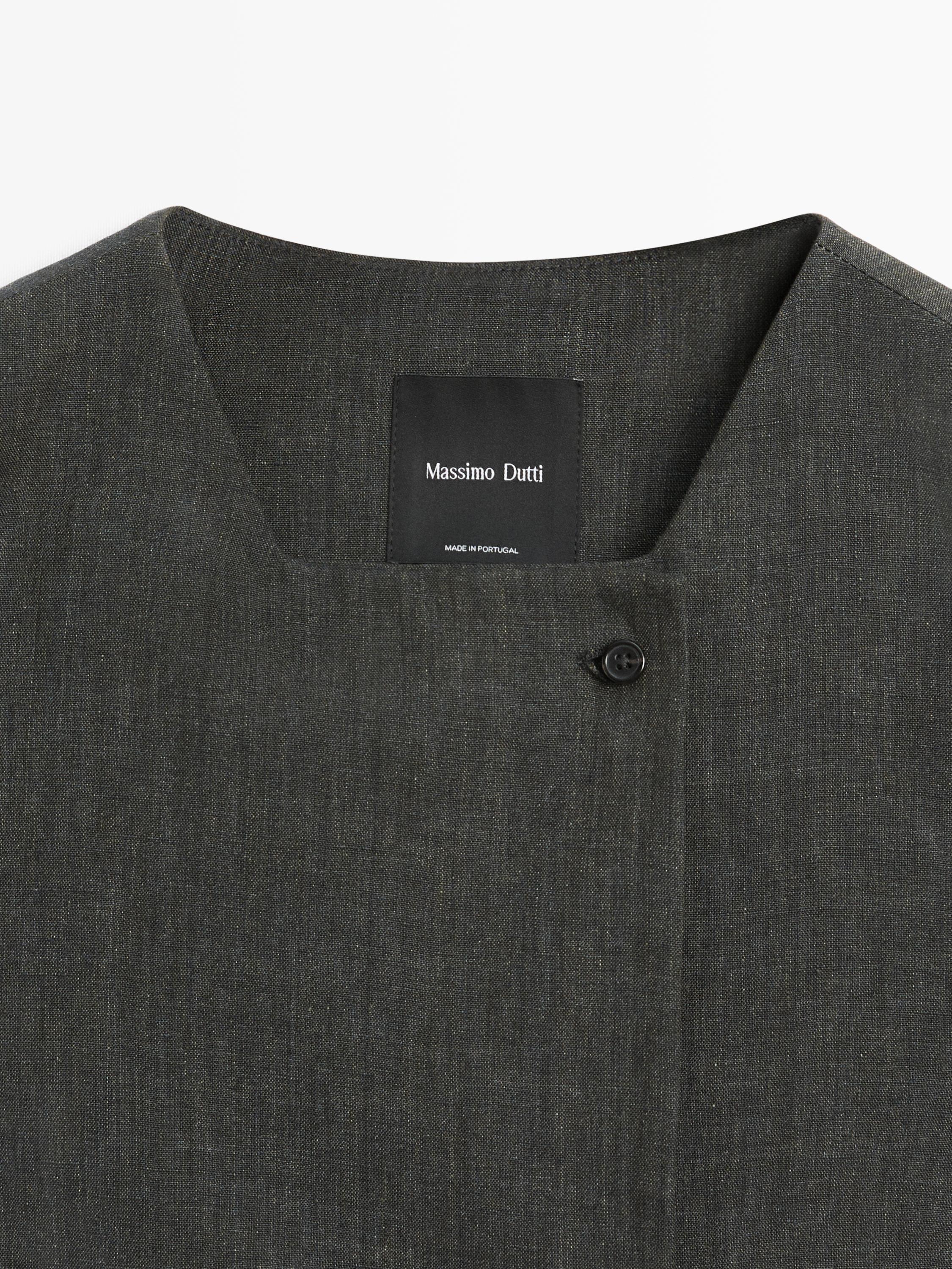 Melange linen double-breasted waistcoat with buttons — BLUISH GREEN